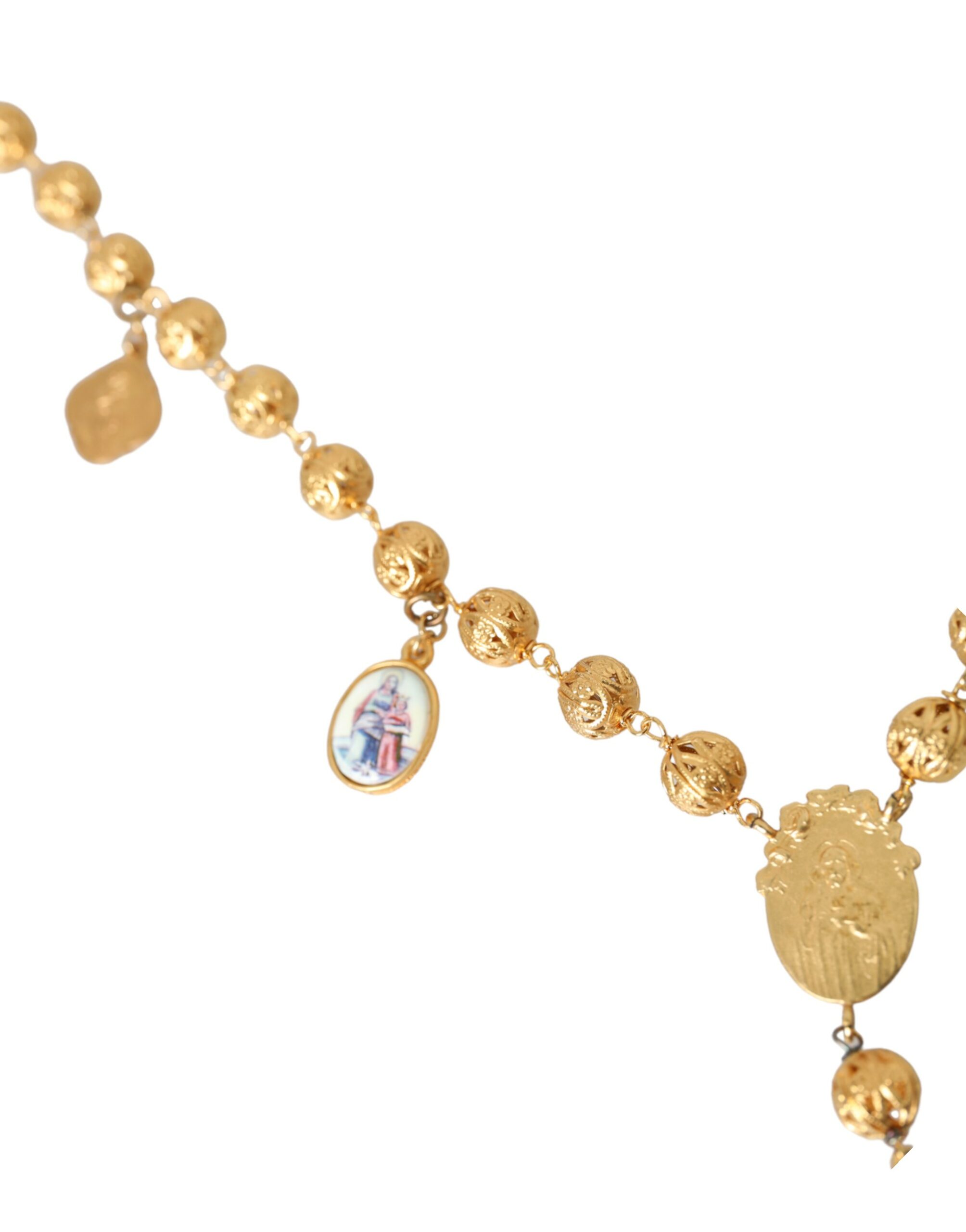 4416828.jpg Gold Tone Chain Brass Beaded Statement Sicily Necklace - Image 3