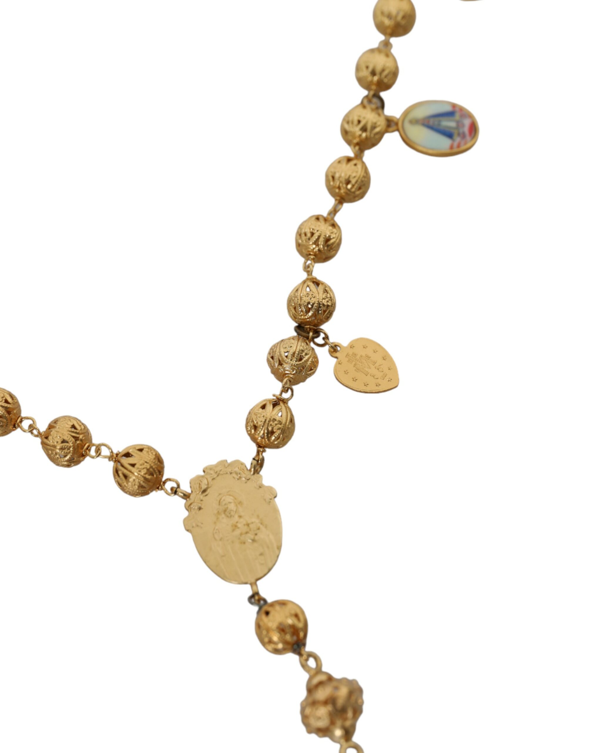 4416829.jpg Gold Tone Chain Brass Beaded Statement Sicily Necklace - Image 4