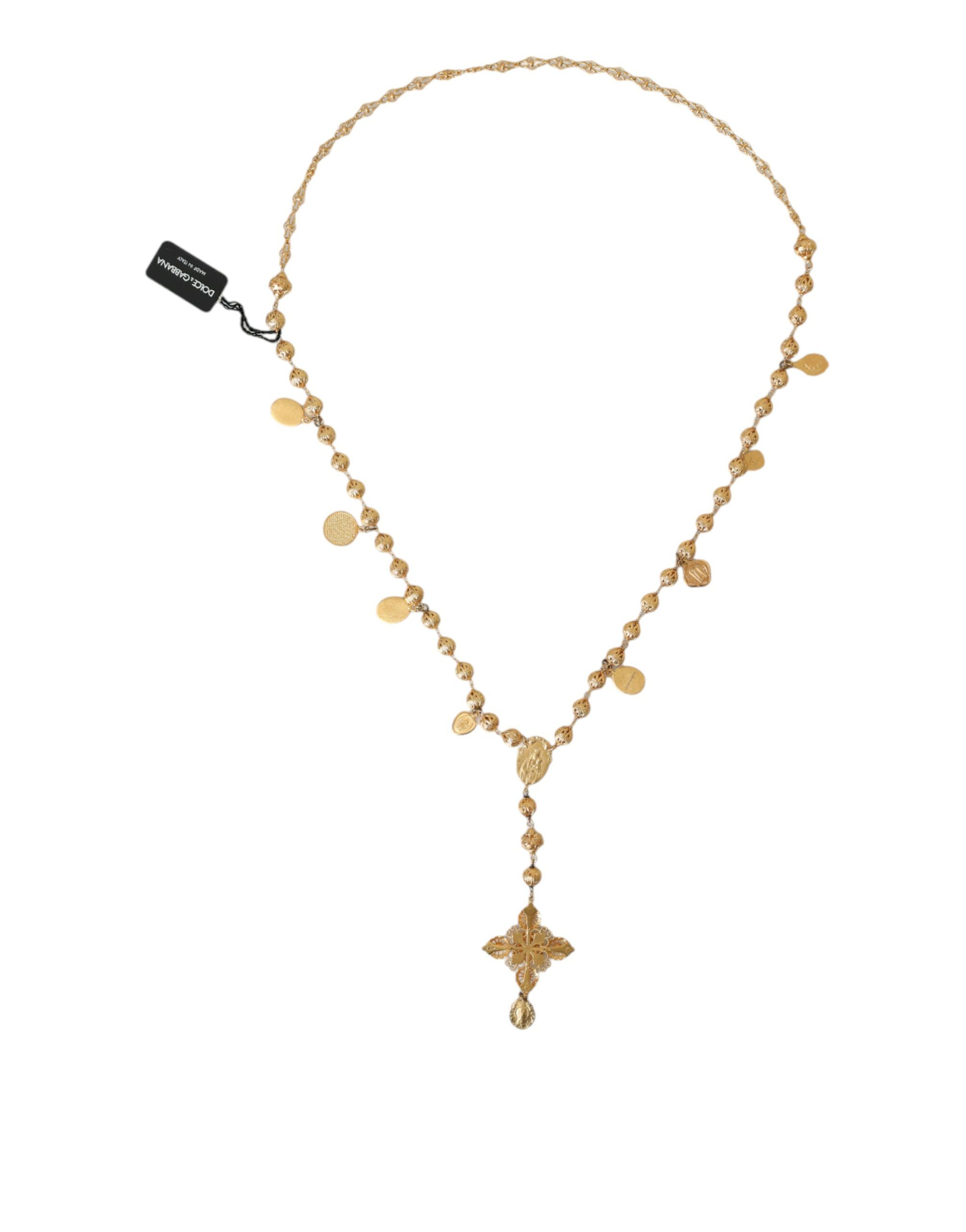 4416830.jpg Gold Tone Chain Brass Beaded Statement Sicily Necklace - Image 5