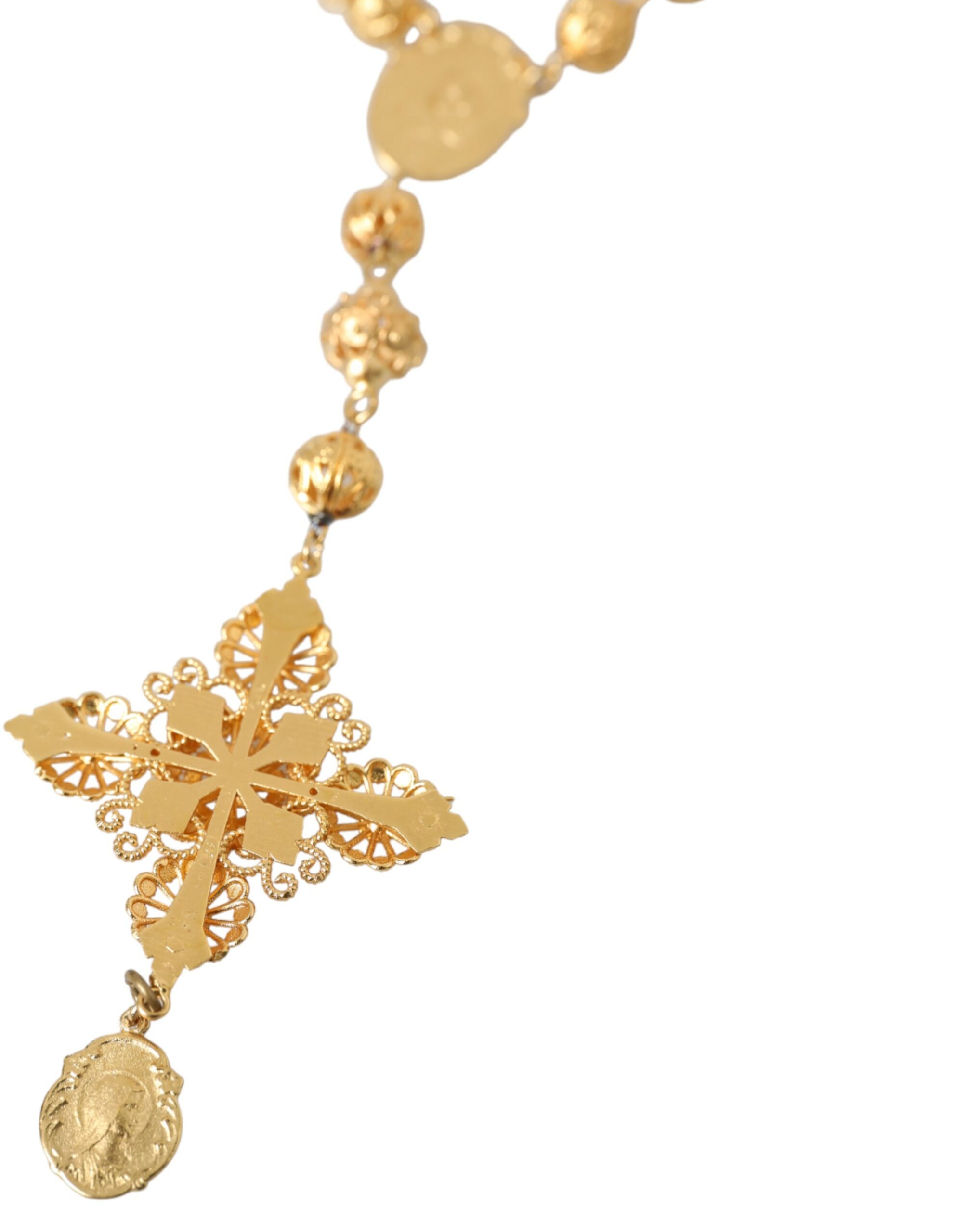 4416831.jpg Gold Tone Chain Brass Beaded Statement Sicily Necklace - Image 6