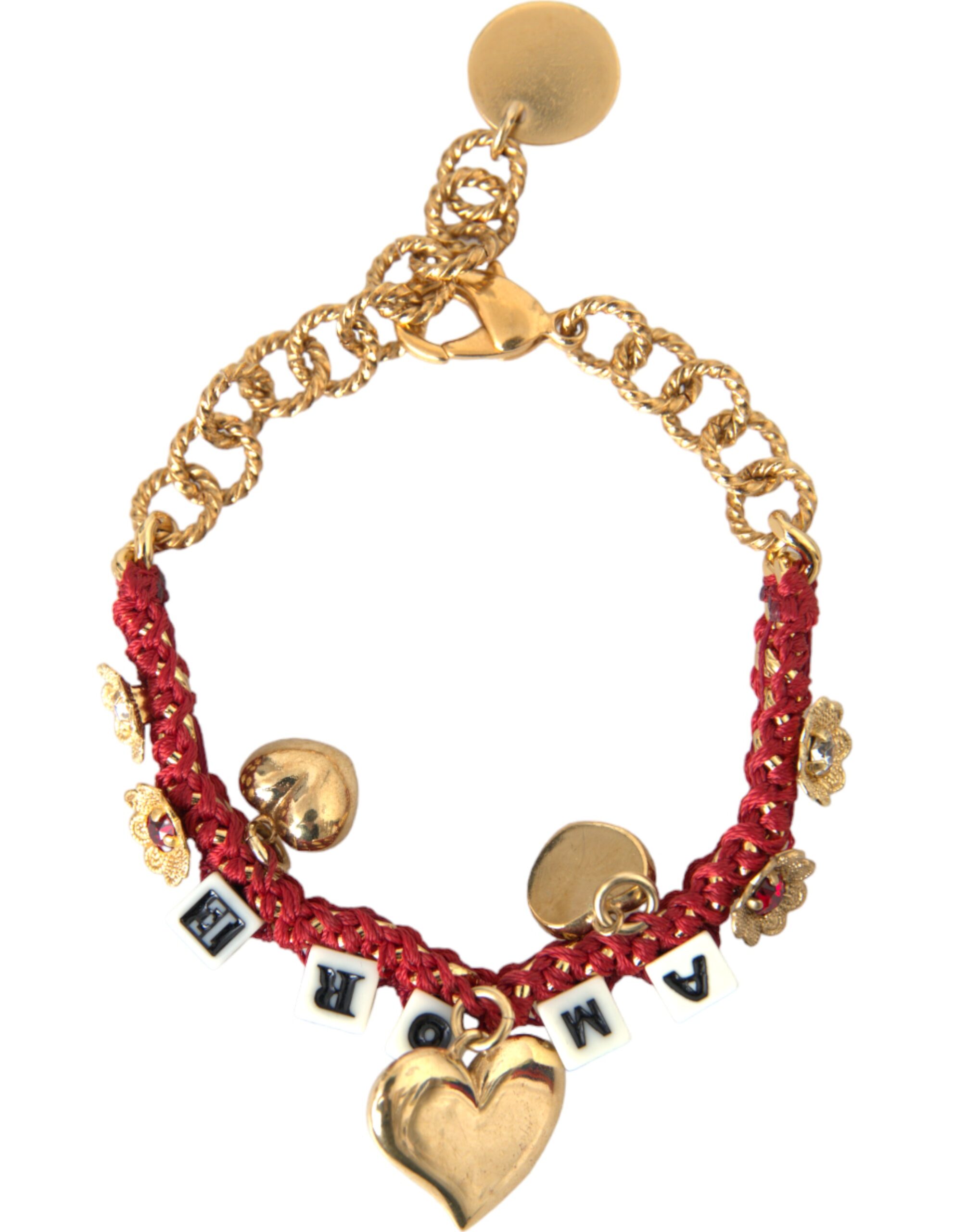 4574315.jpg Gold Tone Brass Chain AMORE Fashion Bracelet - Image 4