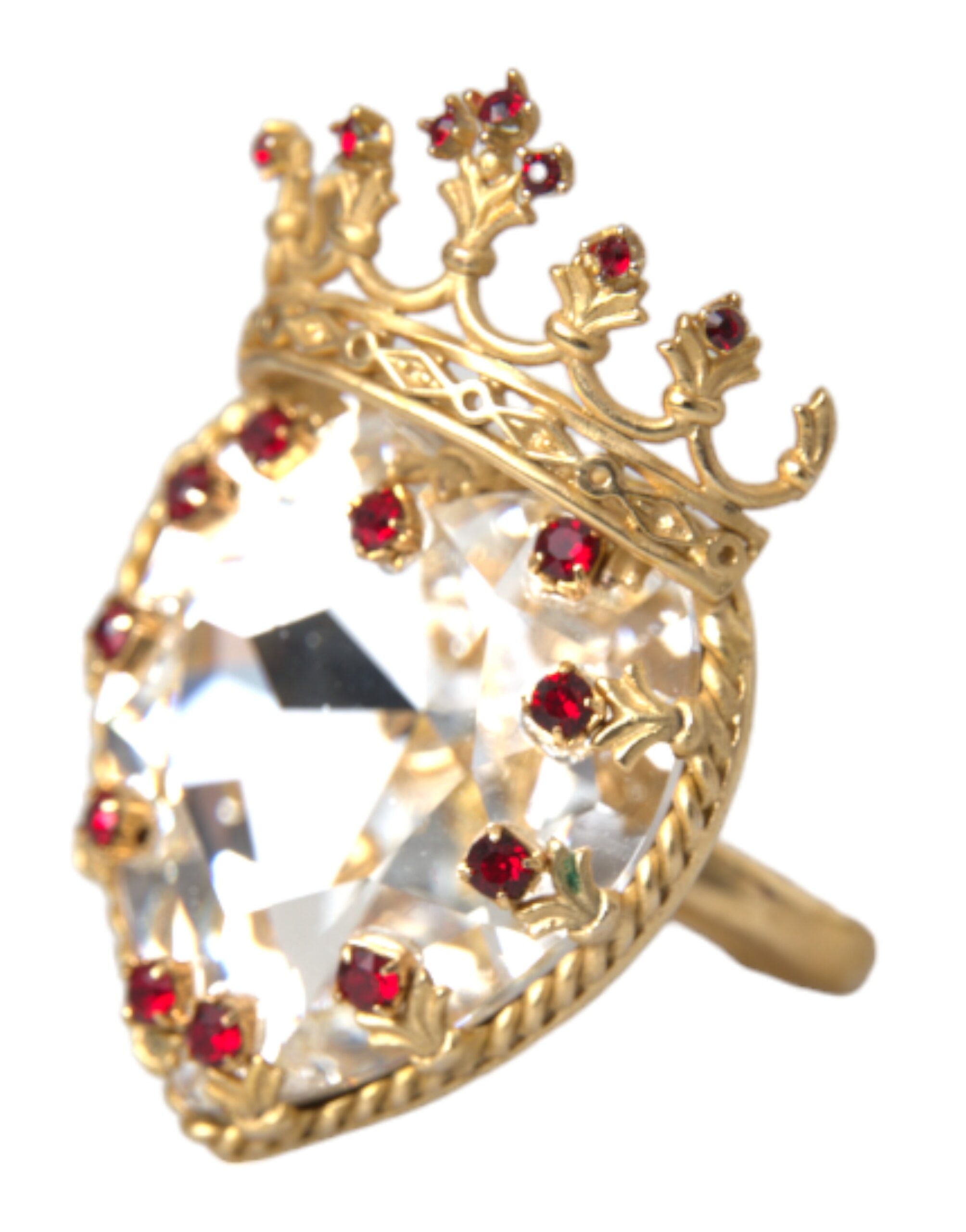 4575003.jpg Gold Tone Brass Crystal Heart Crown Statement Ring - Image 3