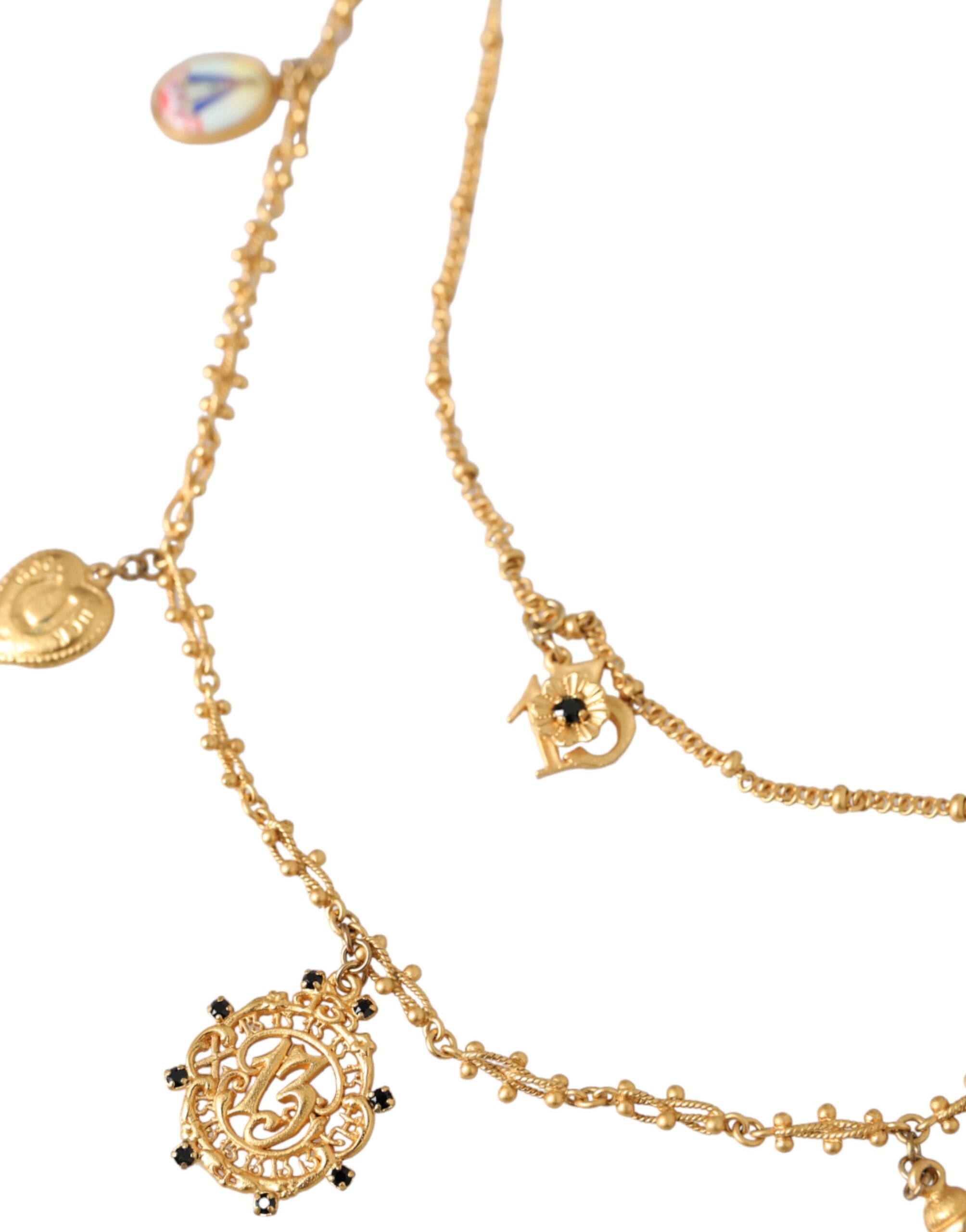 4575077.jpg Gold Tone Chain Brass Charm Statement Sicily Necklace - Image 3