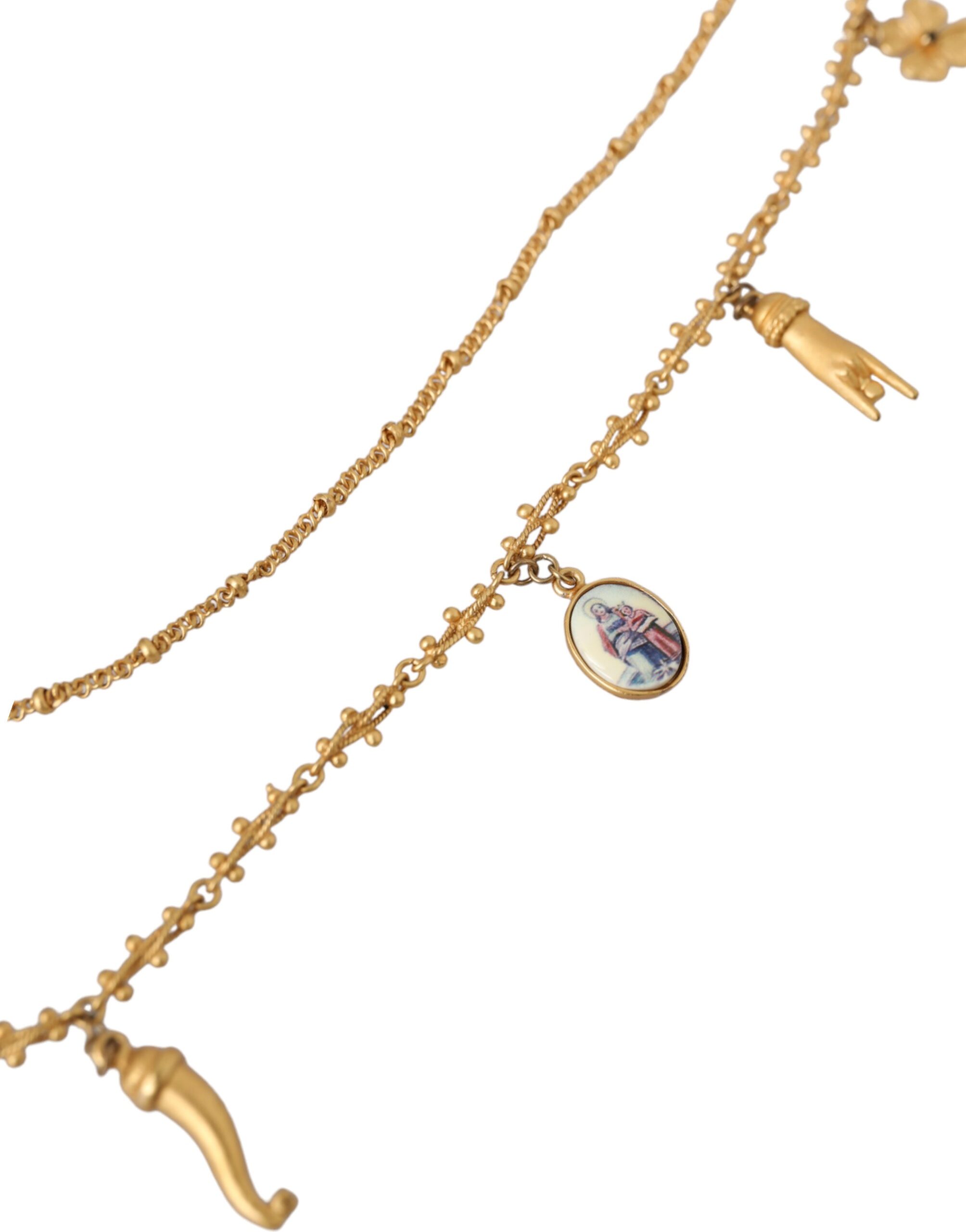 4575078.jpg Gold Tone Chain Brass Charm Statement Sicily Necklace - Image 4