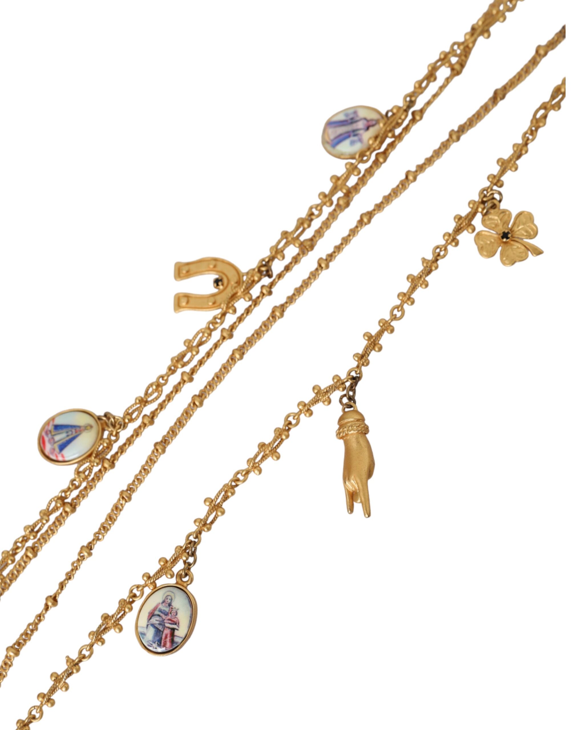 4575079.jpg Gold Tone Chain Brass Charm Statement Sicily Necklace - Image 5