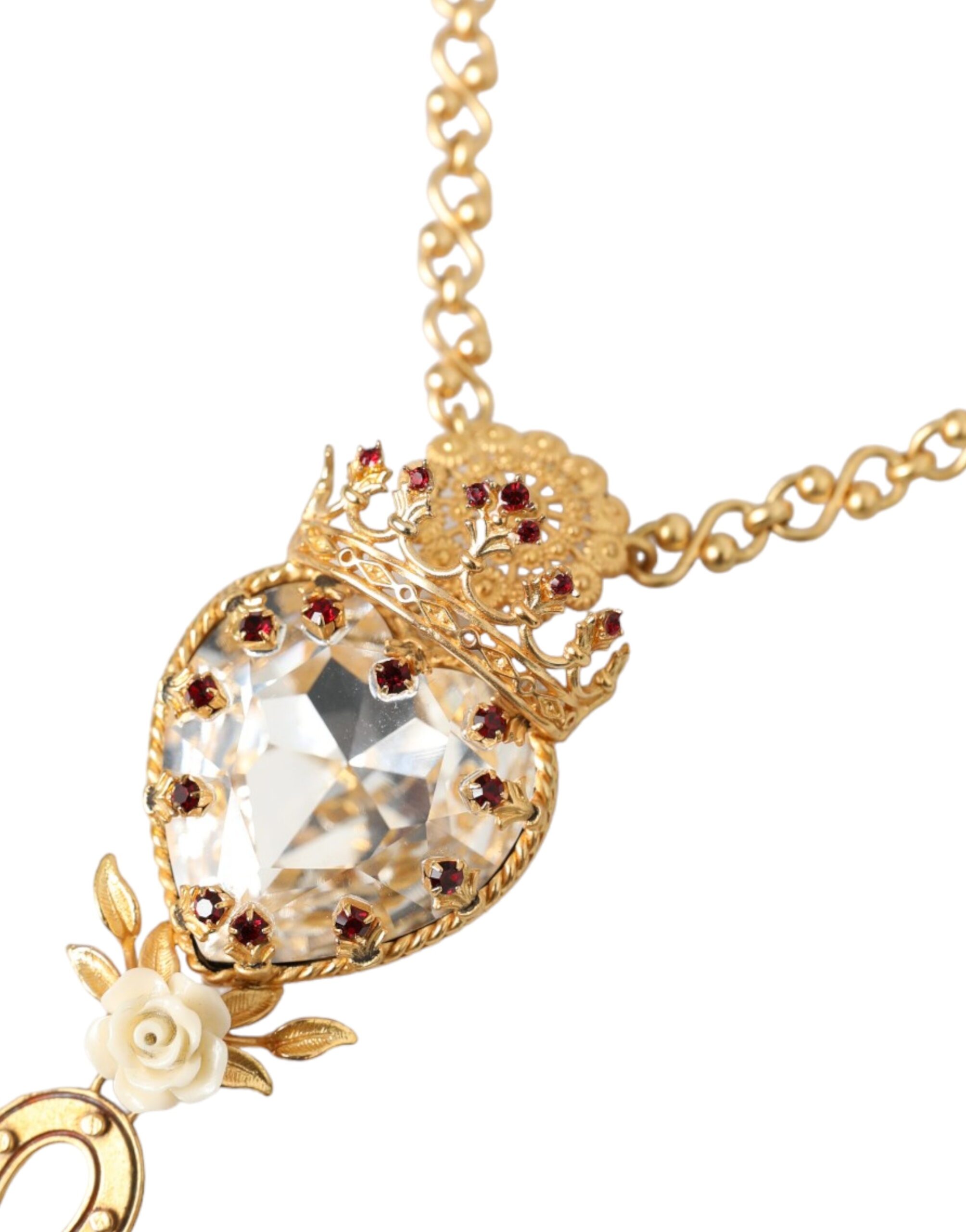 4575093.jpg Gold Brass Chain Sacred Heart Crystal Charm Necklace - Image 2