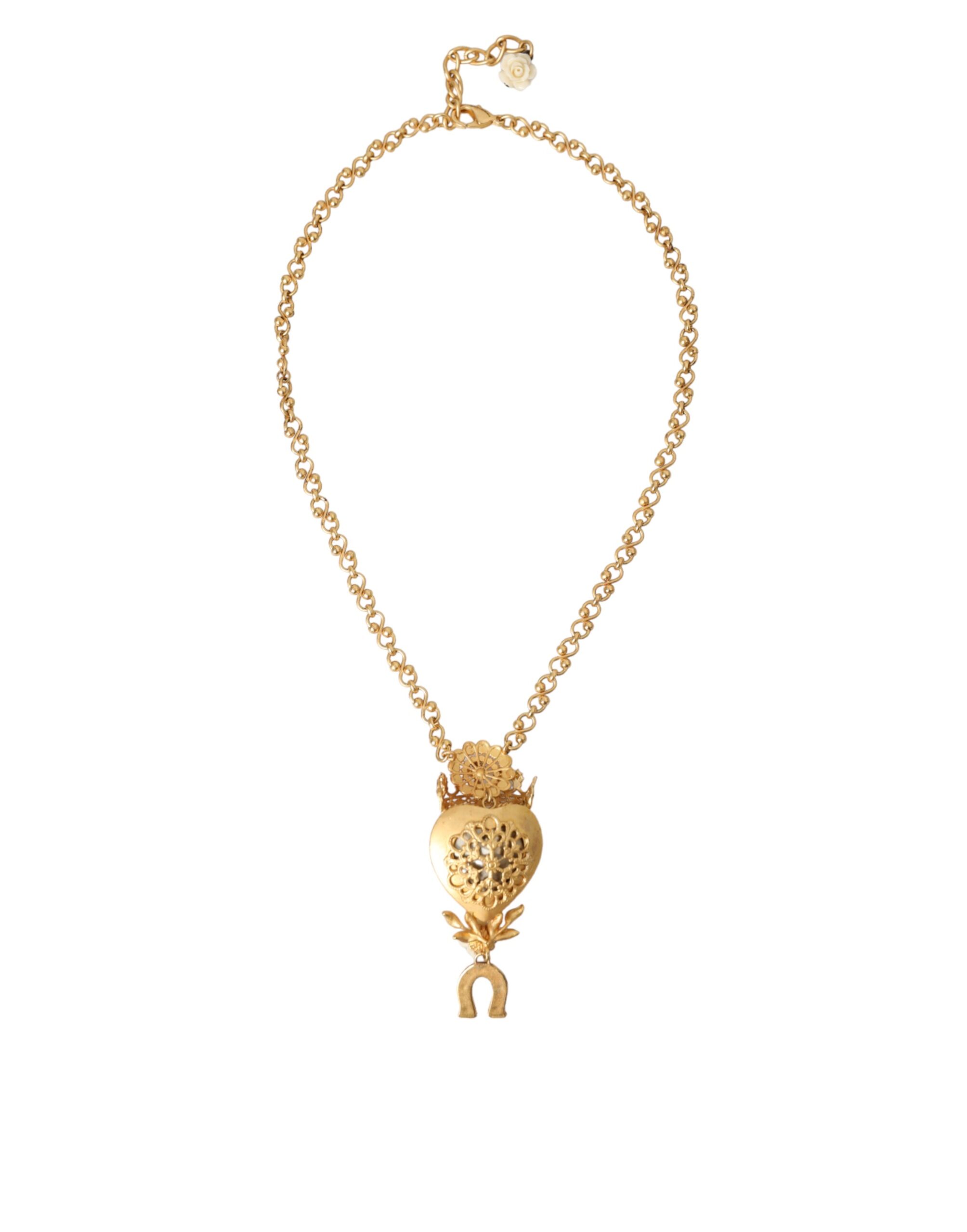 4575096.jpg Gold Brass Chain Sacred Heart Crystal Charm Necklace - Image 5