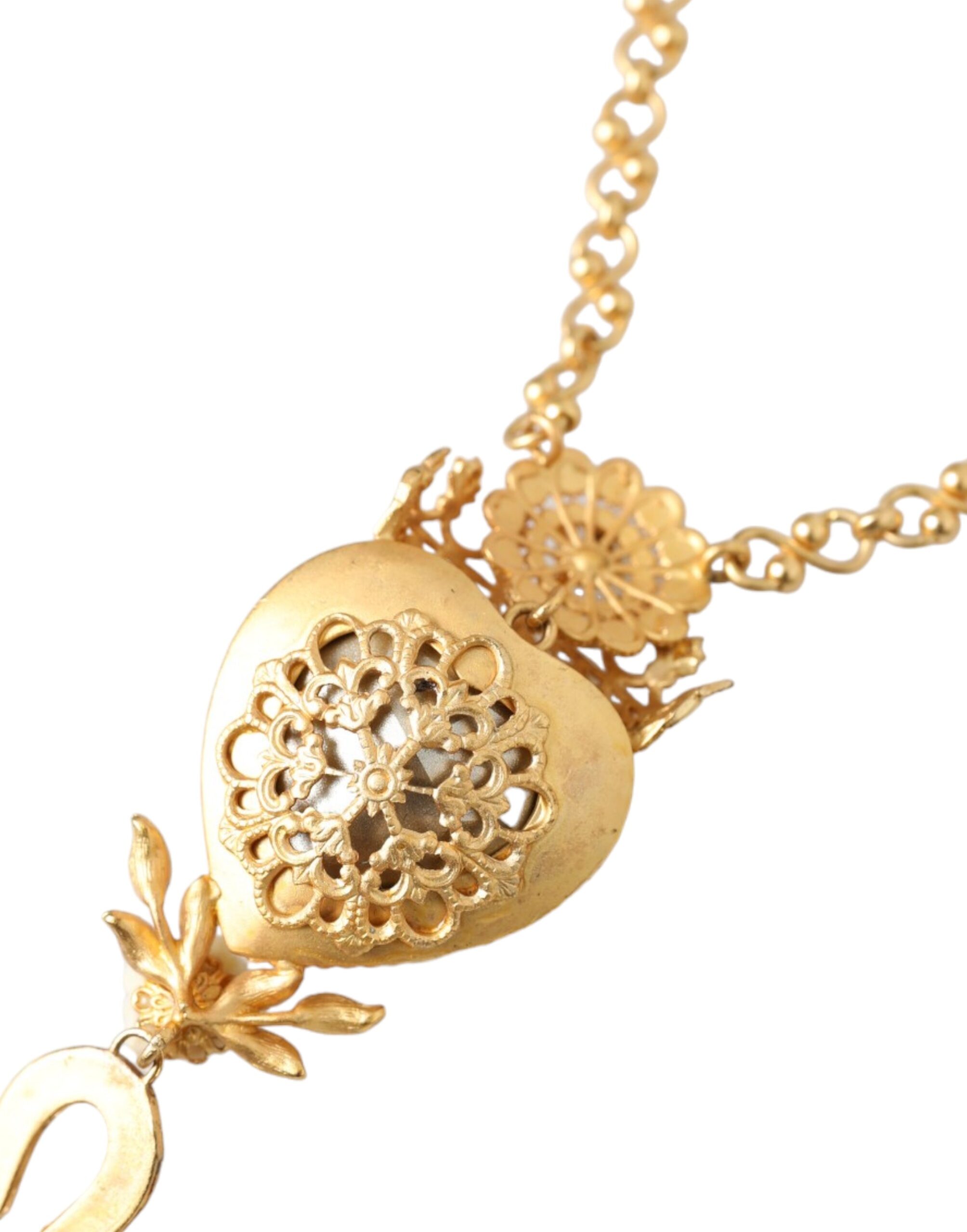 4575097.jpg Gold Brass Chain Sacred Heart Crystal Charm Necklace - Image 6