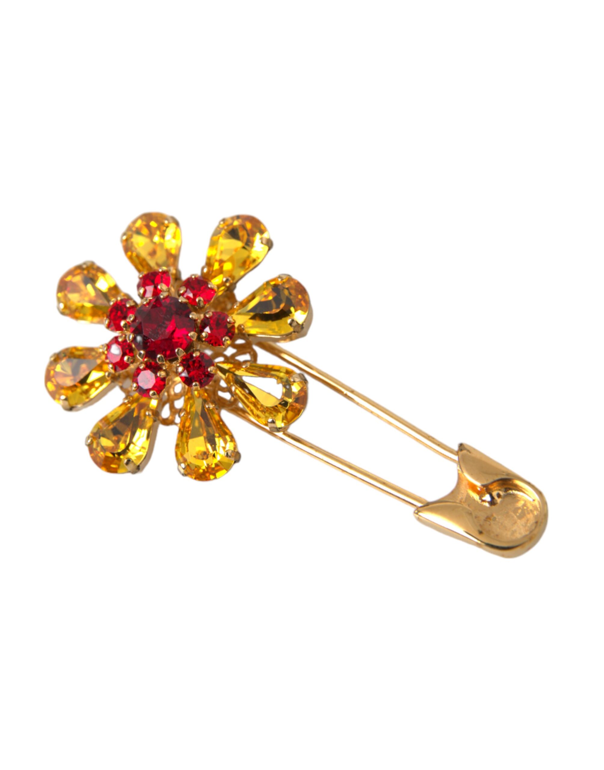 4575119.jpg Gold Brass Floral Crystal Jewelry Brooch Pin - Image 3