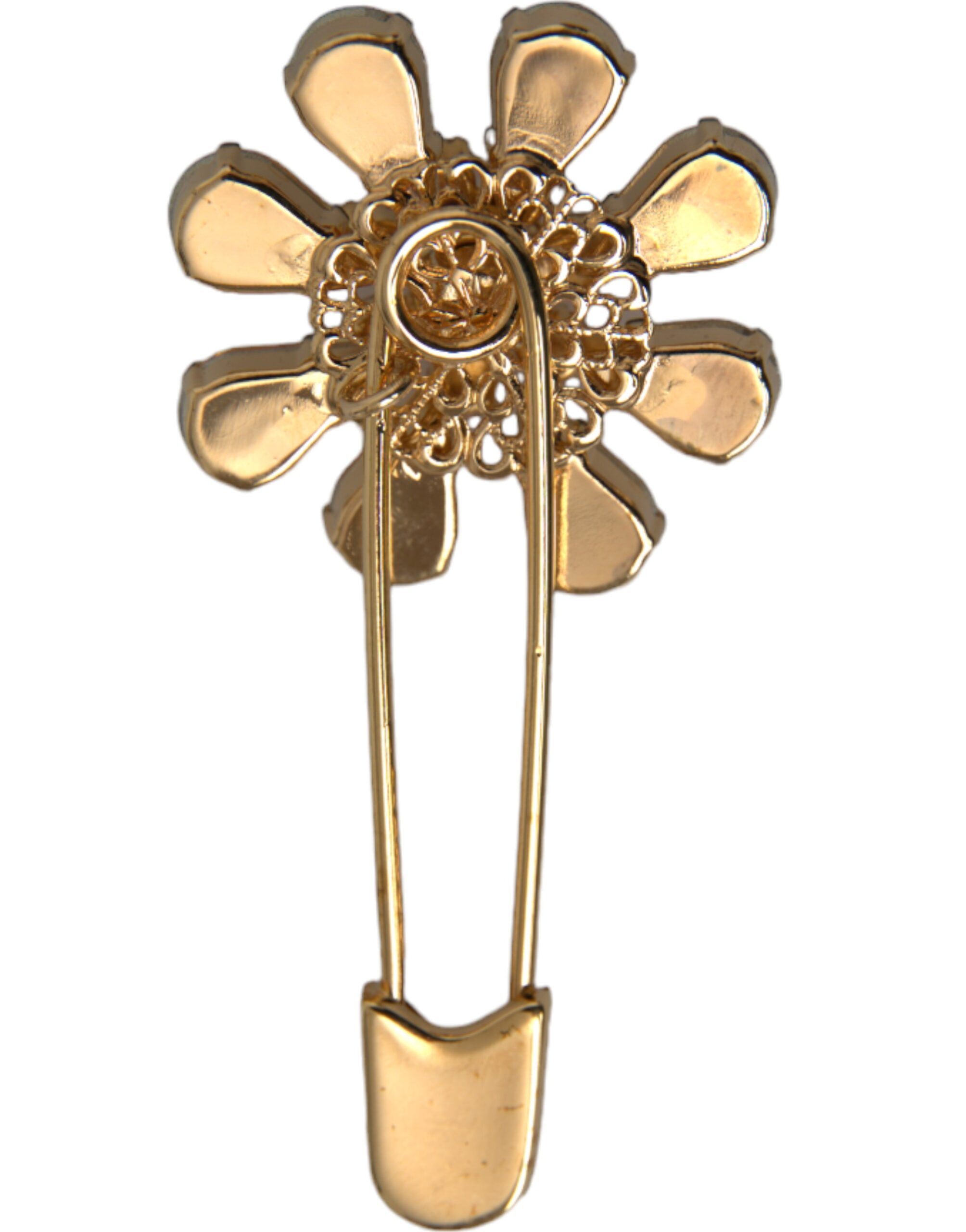 4575120.jpg Gold Brass Floral Crystal Jewelry Brooch Pin - Image 4