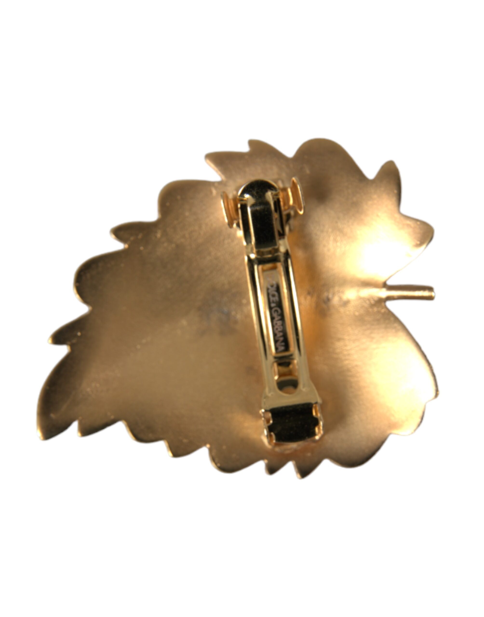 4575165.jpg Gold Brass Leaf Embellished Jewelry Brooch Hair Pin - Image 2