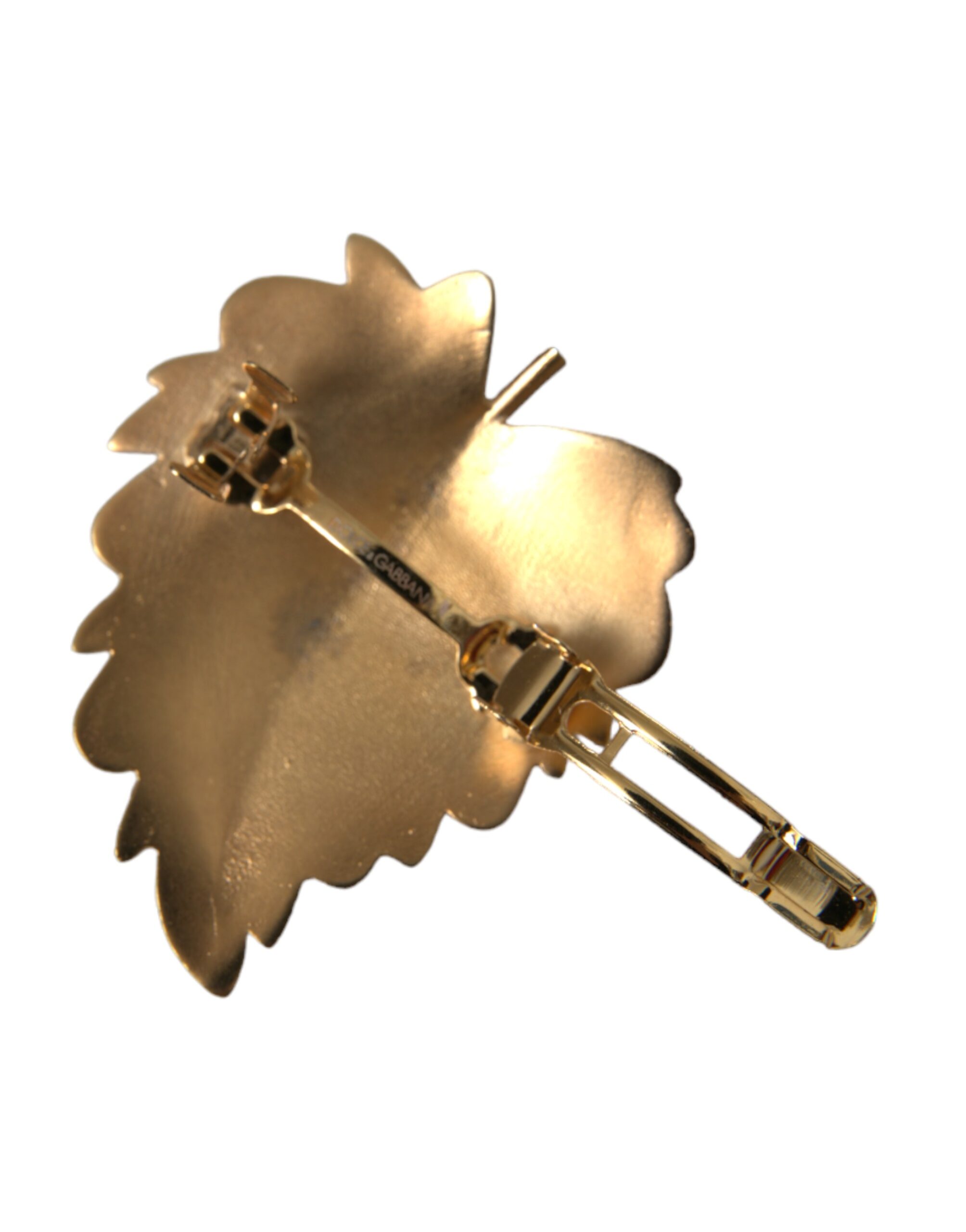 4575166.jpg Gold Brass Leaf Embellished Jewelry Brooch Hair Pin - Image 3