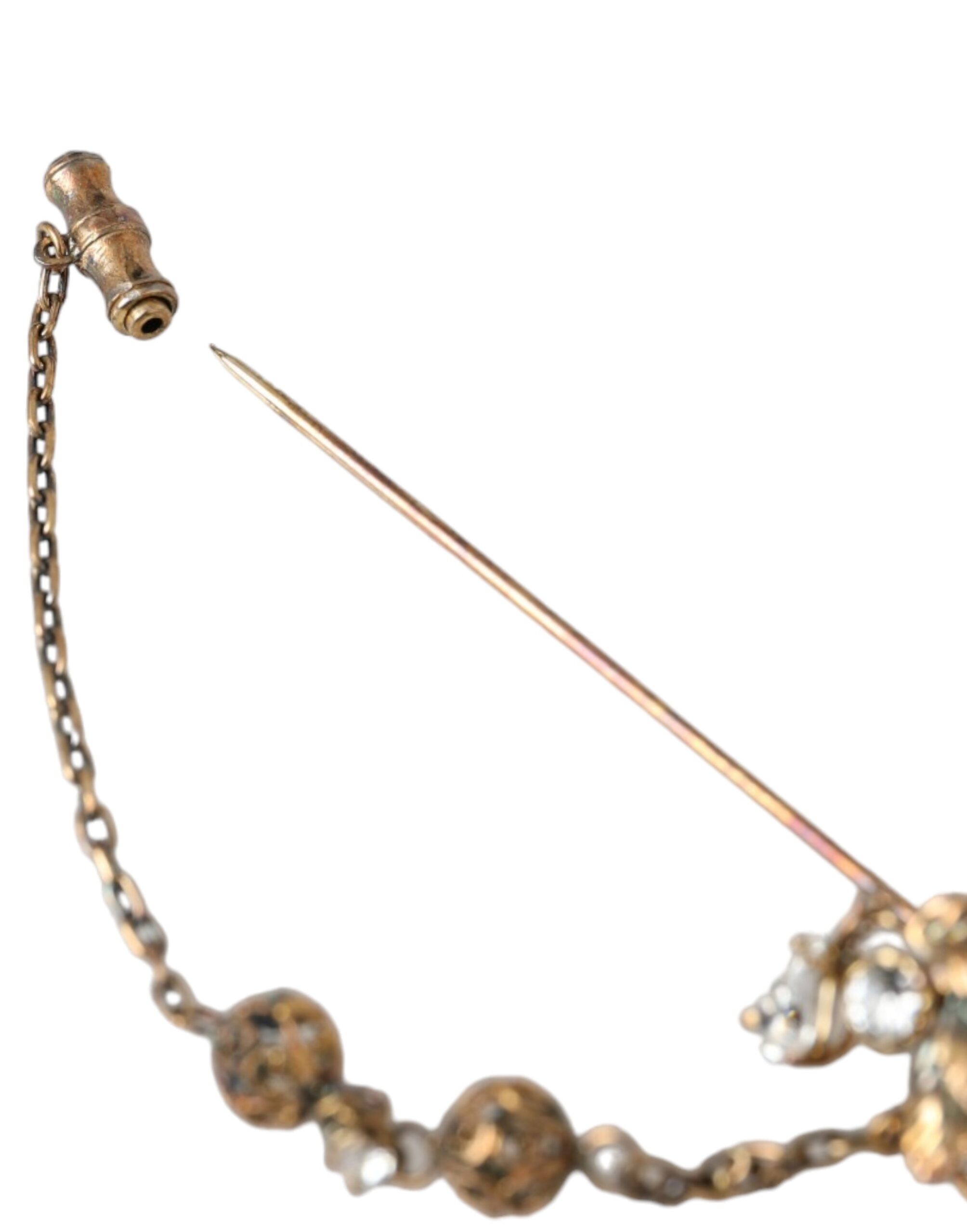 4575174.jpg Gold Brass Crystal Chain 925 Sterling Silver Pin Brooch - Image 5