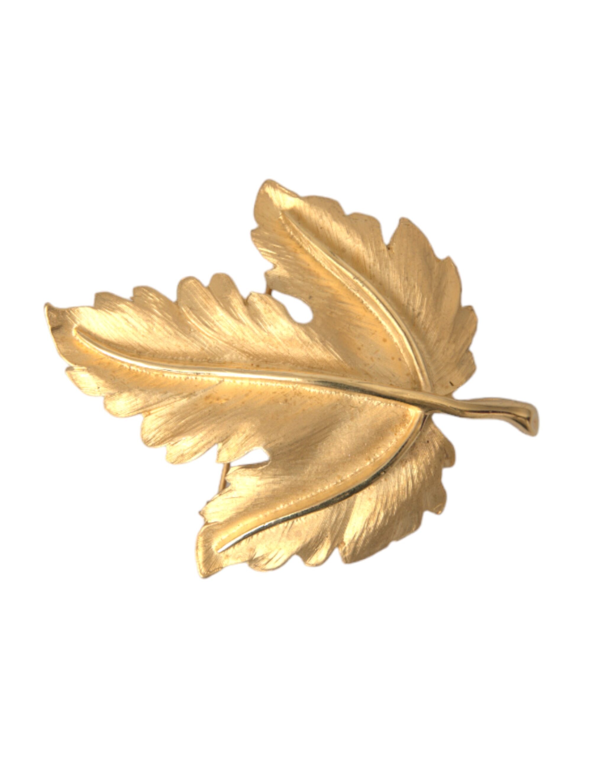 4575182.jpg Gold Brass Leaf Embellished Women Brooch Pin - Image 2