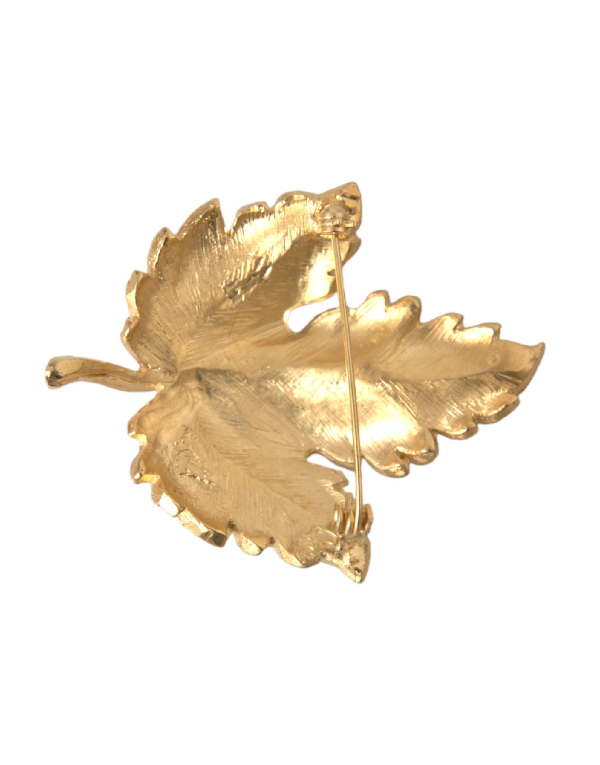4575184.jpg Gold Brass Leaf Embellished Women Brooch Pin - Image 3