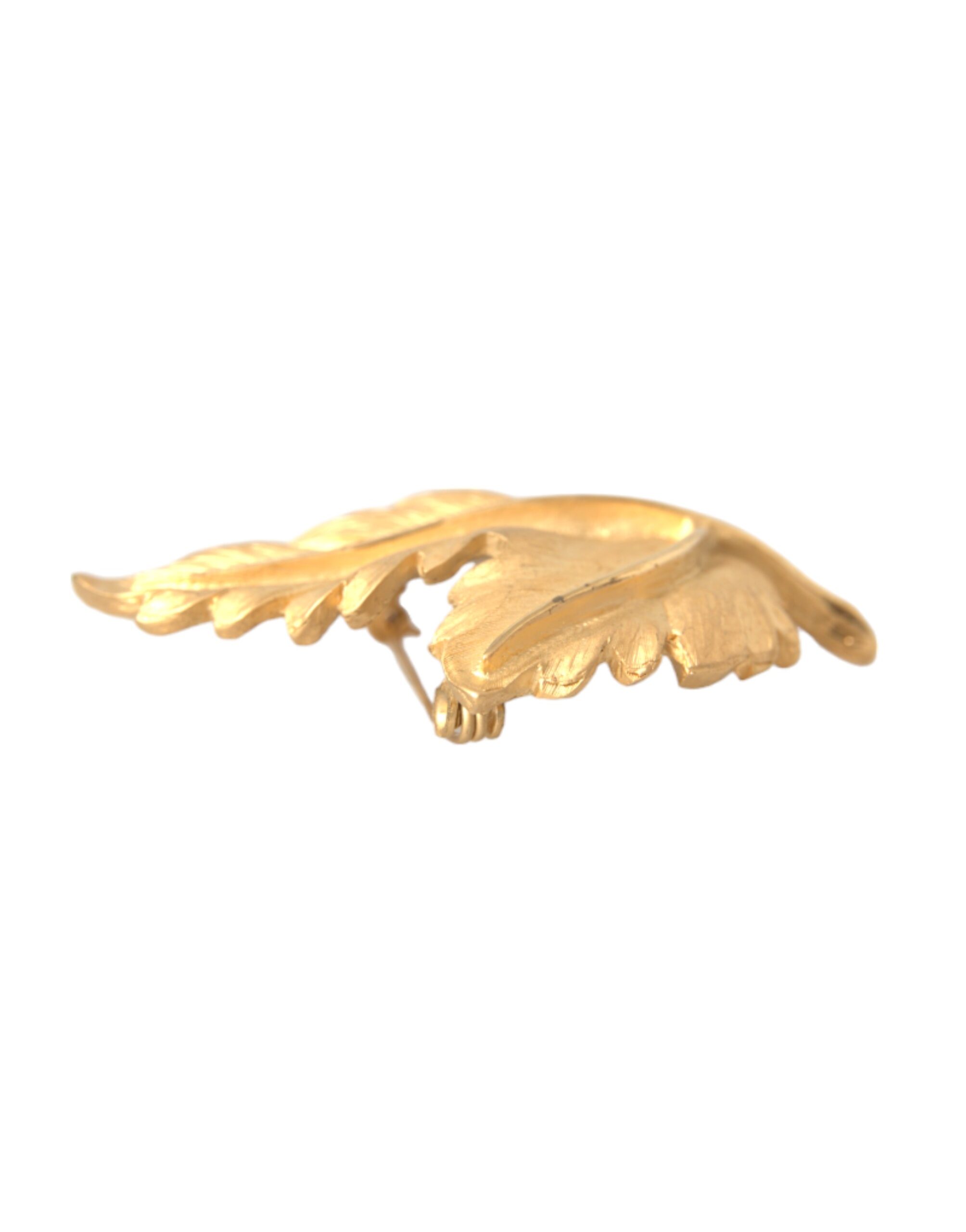 4575187.jpg Gold Brass Leaf Embellished Women Brooch Pin - Image 5
