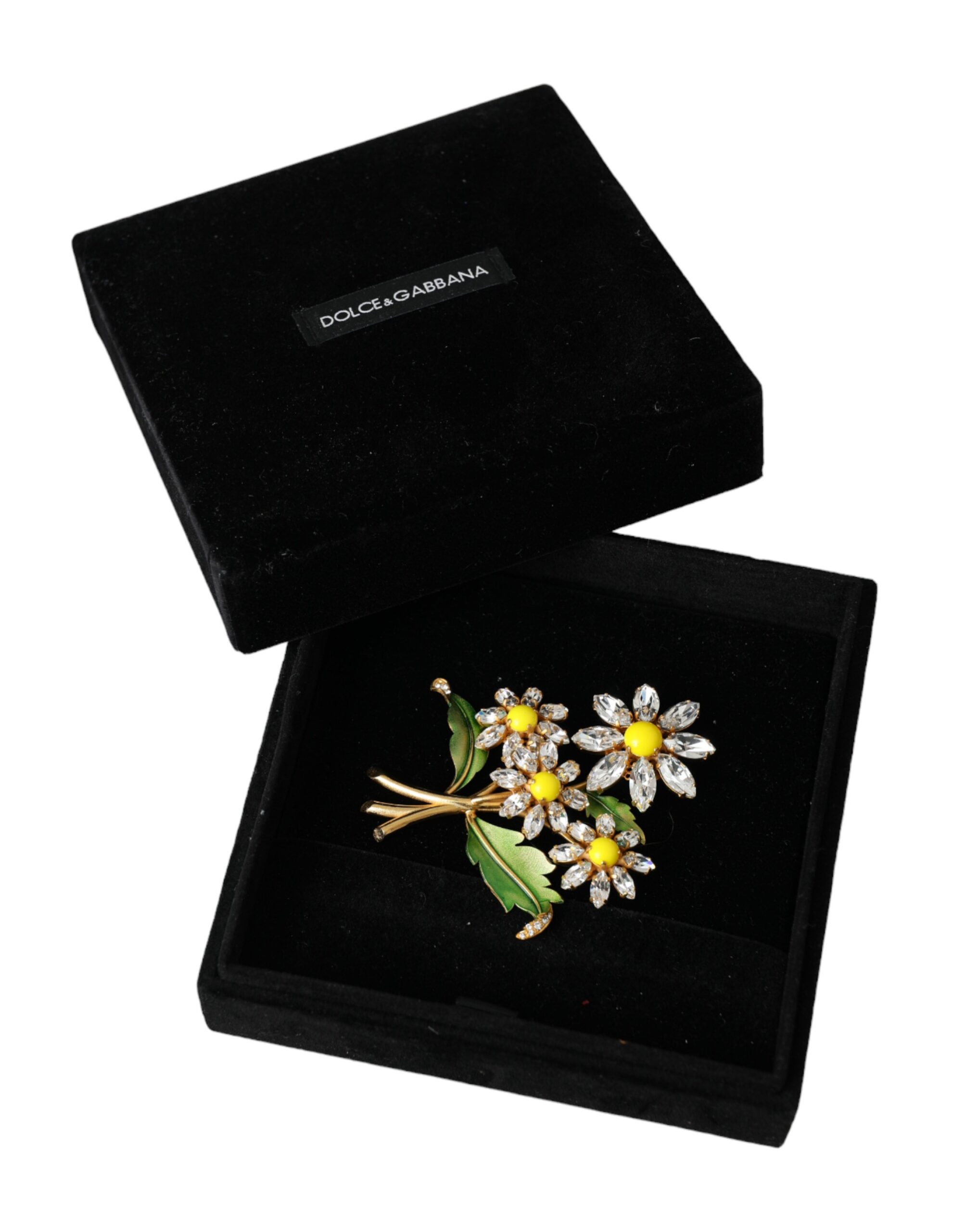 4575195.jpg Gold Yellow Green Filigree Flower Crystals Brooch Pin - Image 6