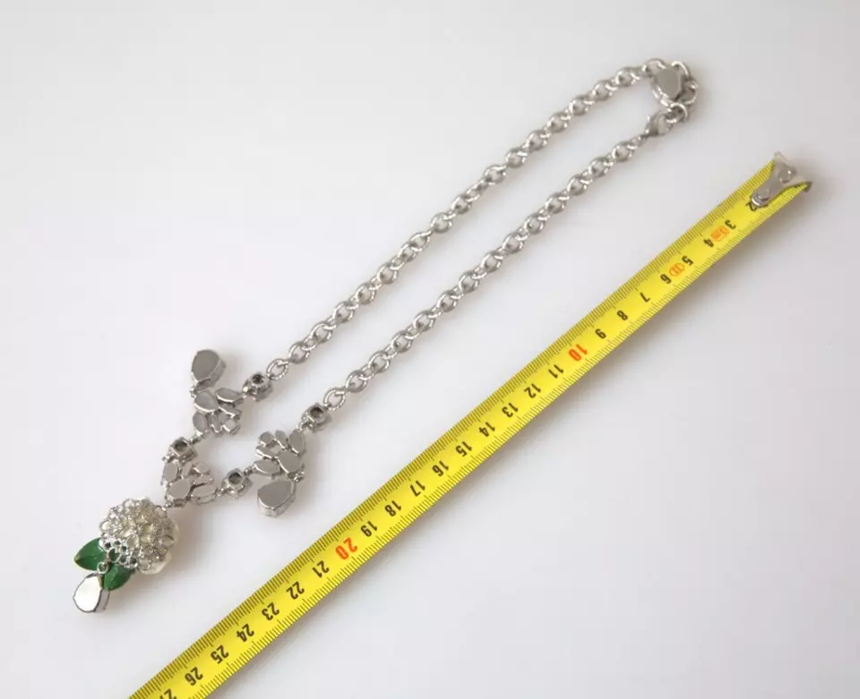 4633622.webp Silver Brass Clear Crystal Roses Pendants Necklace - Image 6