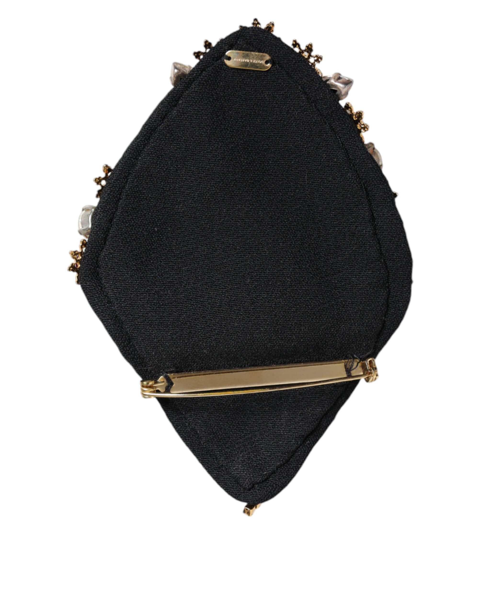 4645486.jpeg Gold Tone Brass Sacred Heart Crystal Embellished Brooch - Image 3