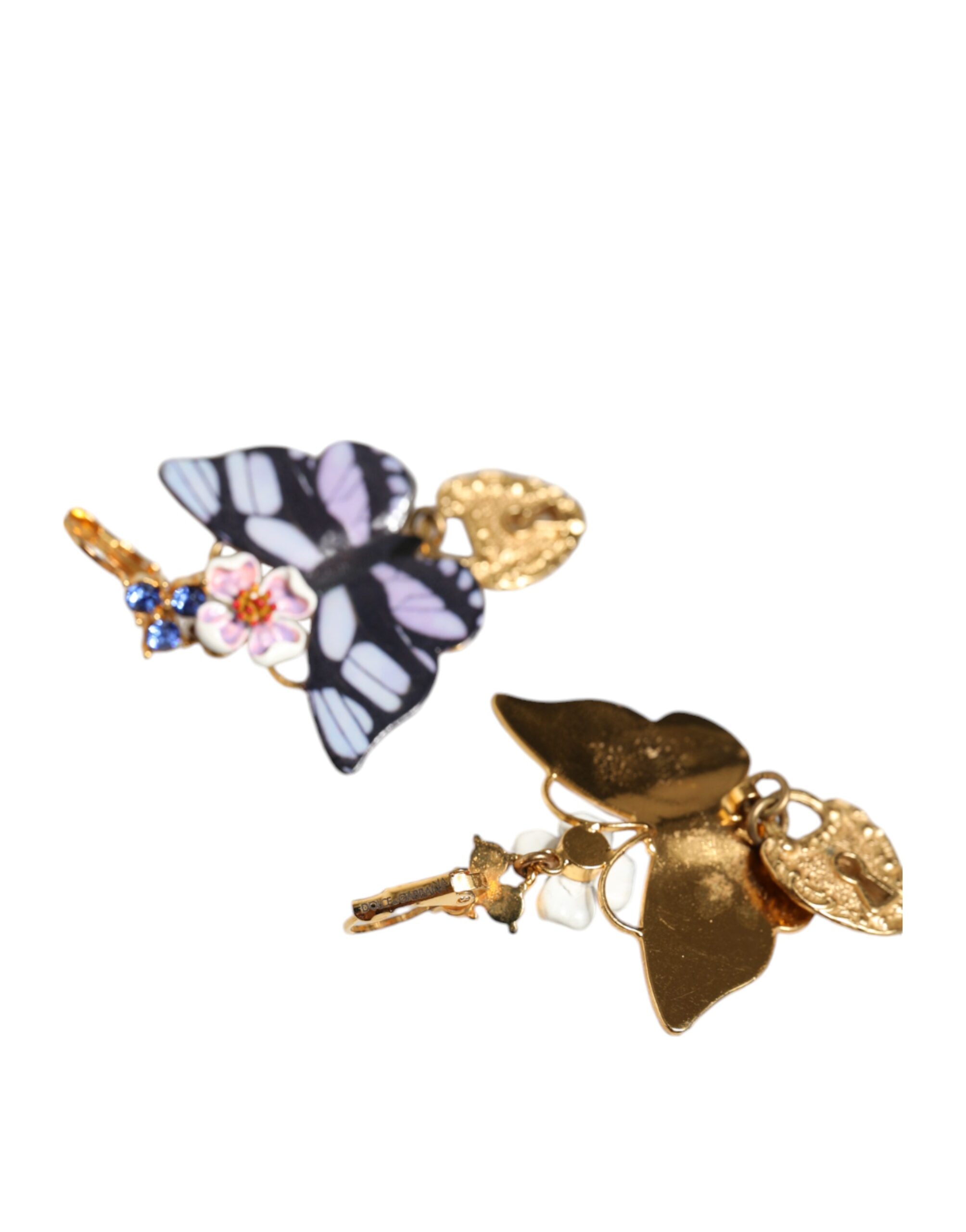 4645536.jpeg Gold Purple Crystal Butterfly Heart Locket Earrings - Image 5