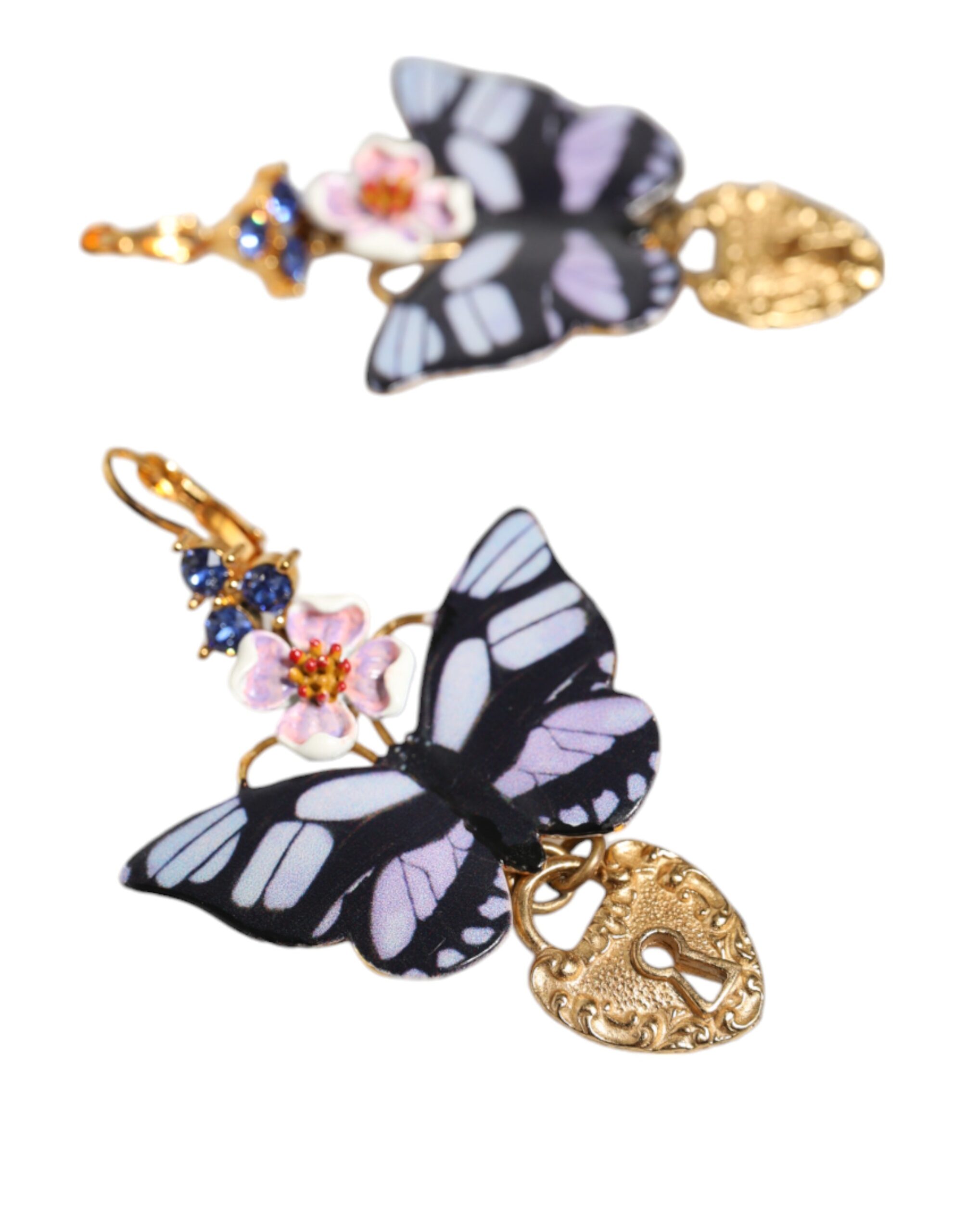 4645537.jpeg Gold Purple Crystal Butterfly Heart Locket Earrings - Image 6