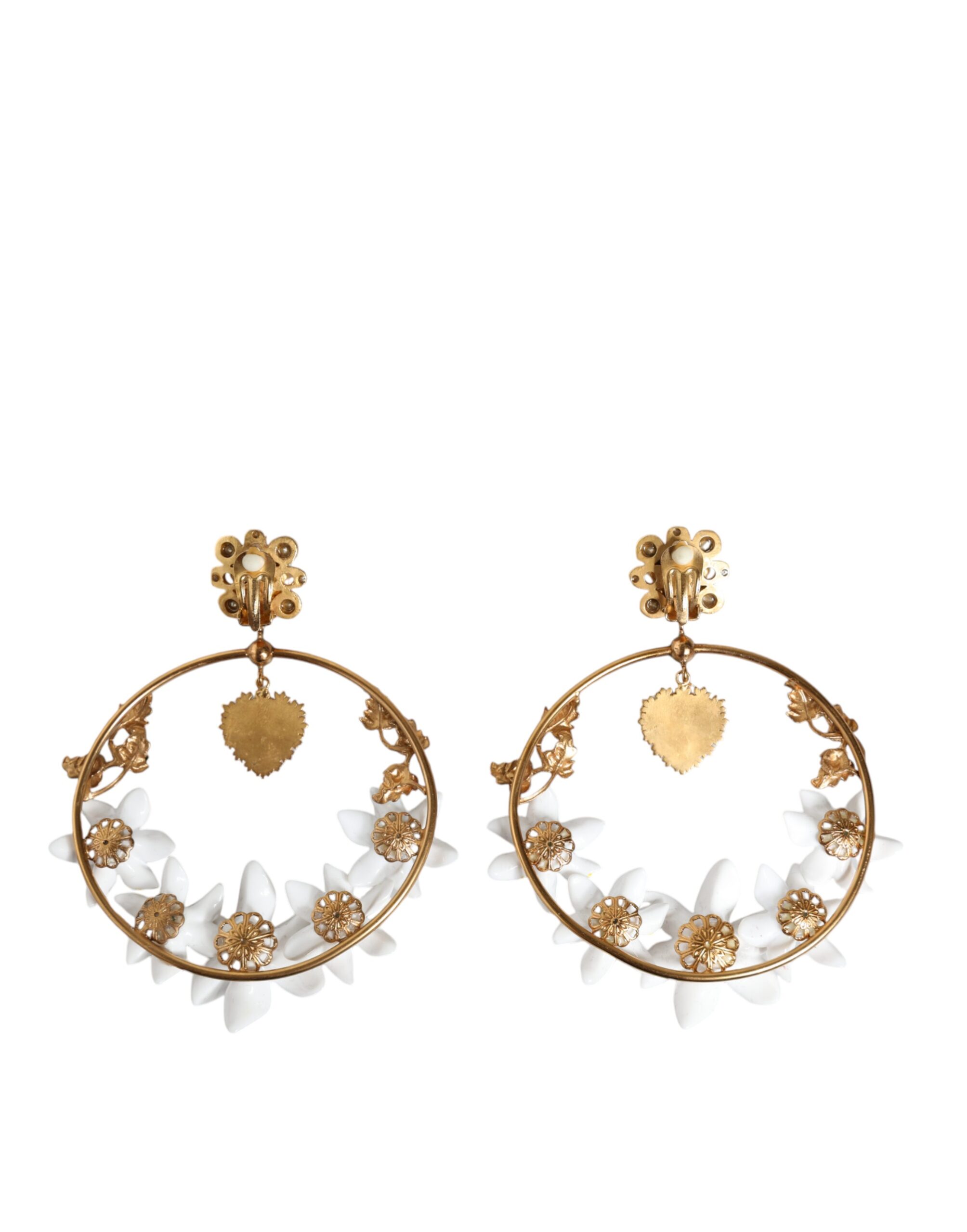 4645565.jpeg Gold Tone Brass Crystals Lily Resin Devotion Earrings - Image 6