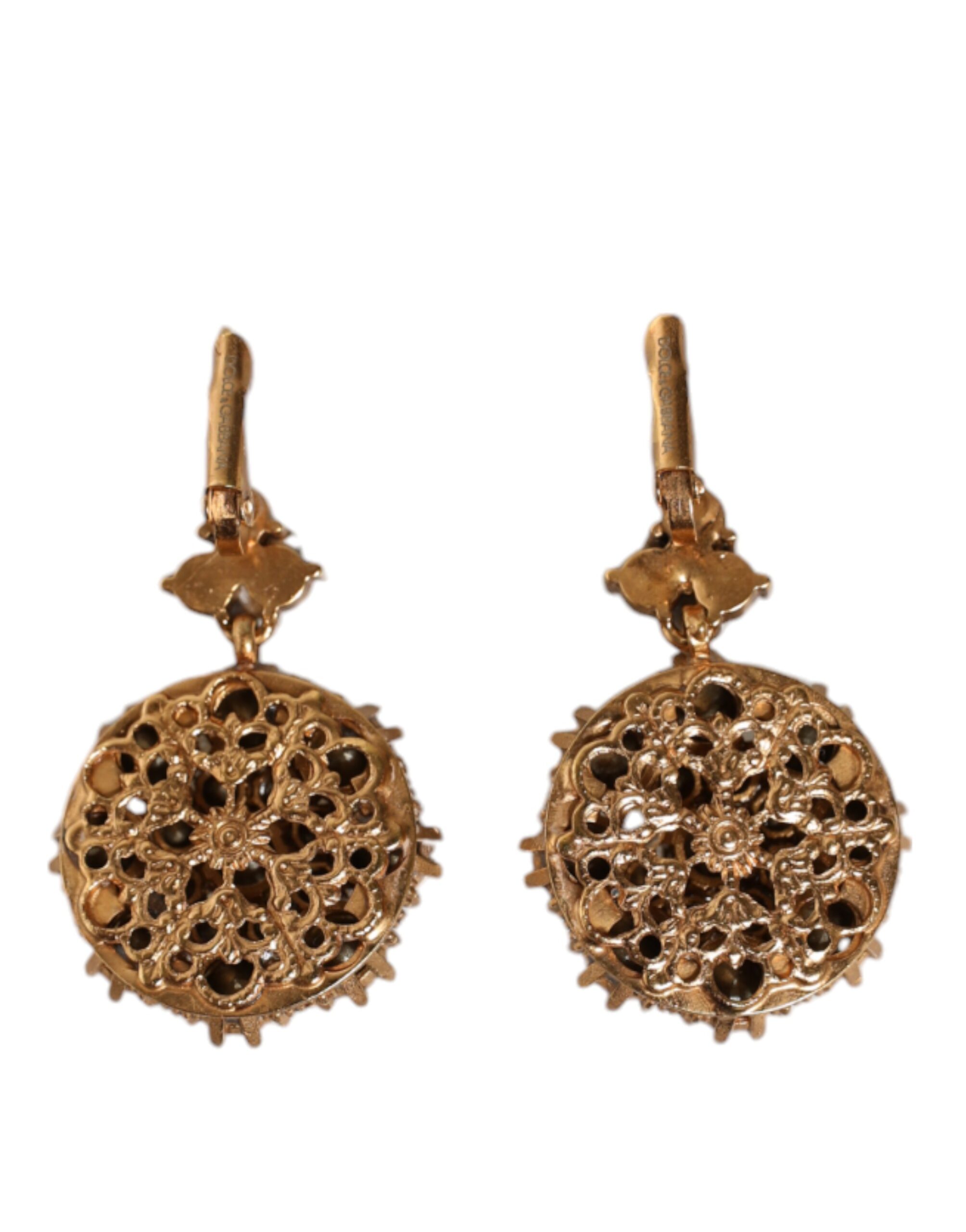 4645626.jpeg Gold Brass Crystal SICILY Clip Jewelry Dangling Earrings - Image 3