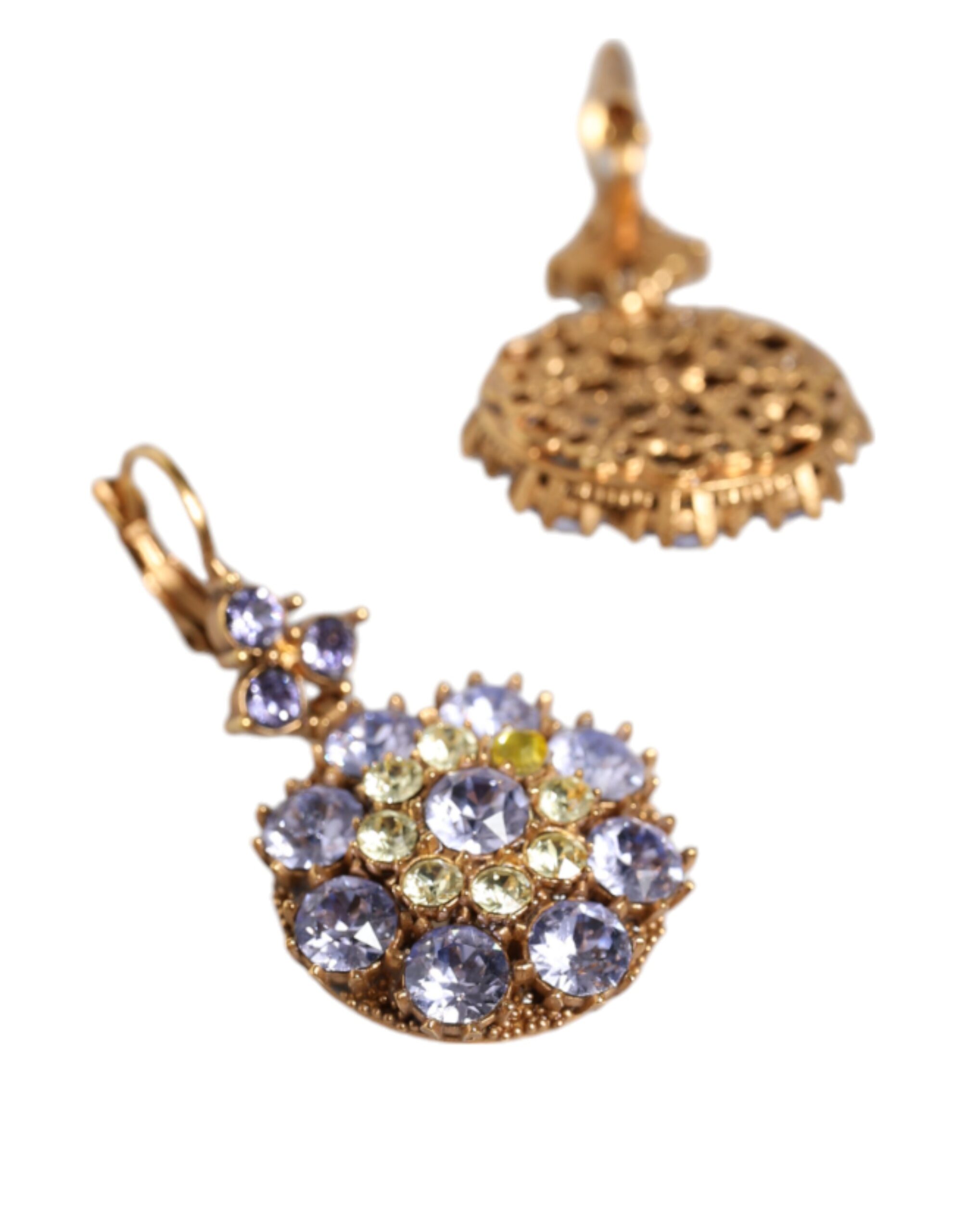 4645627.jpeg Gold Brass Crystal SICILY Clip Jewelry Dangling Earrings - Image 4