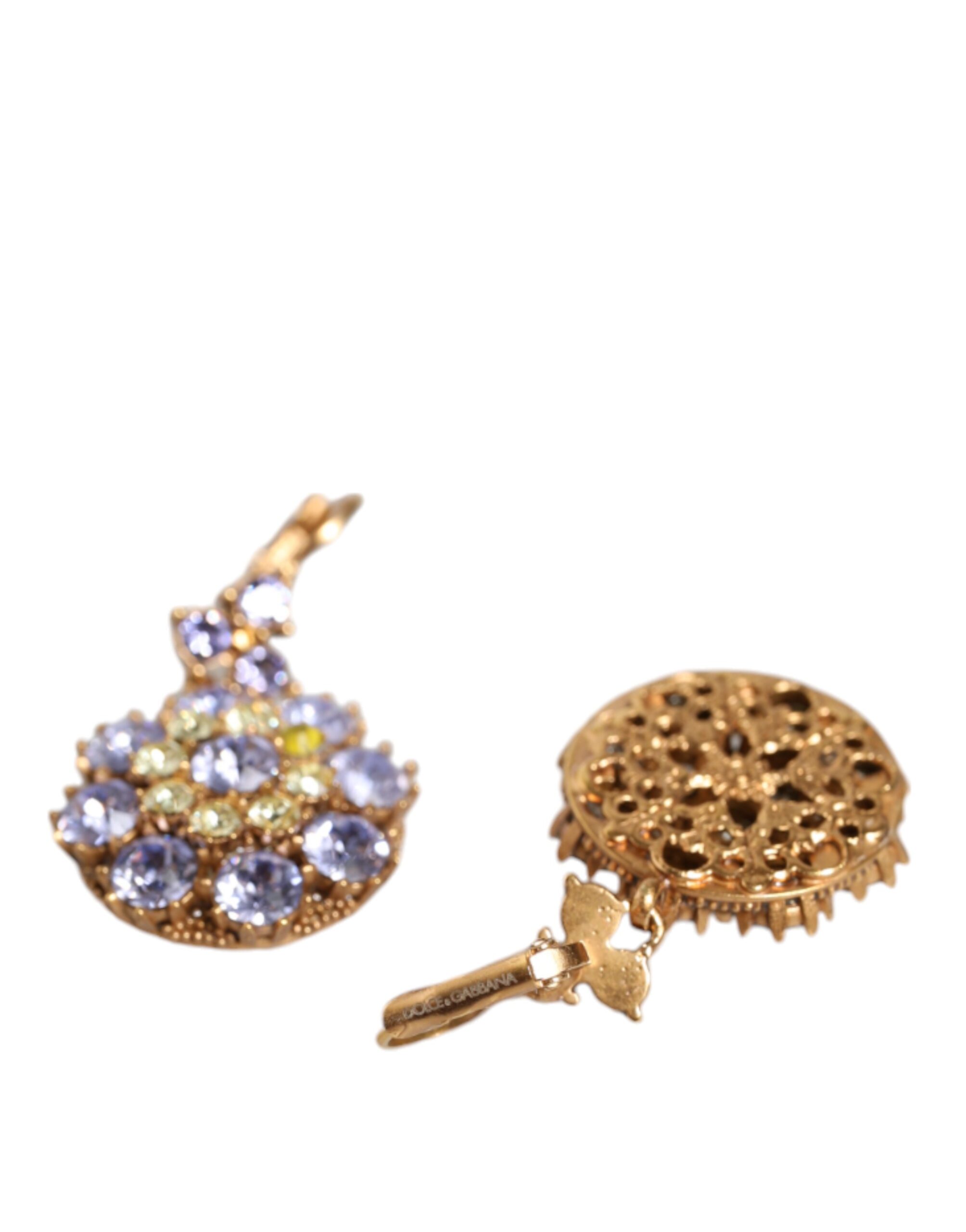 4645628.jpeg Gold Brass Crystal SICILY Clip Jewelry Dangling Earrings - Image 5