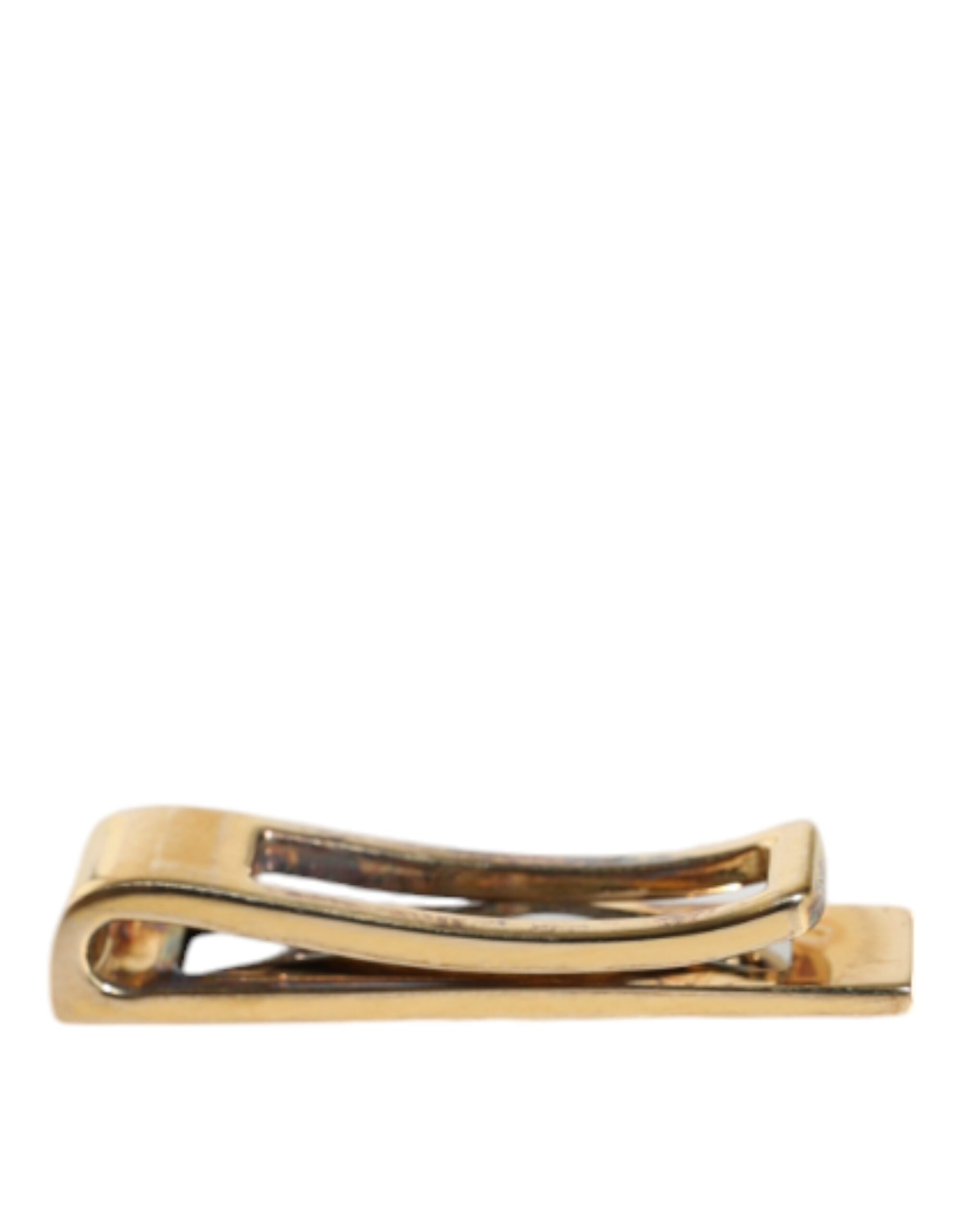 4645752.jpeg Gold Tone Brass Logo Branded Men Tie Clip Bar - Image 4