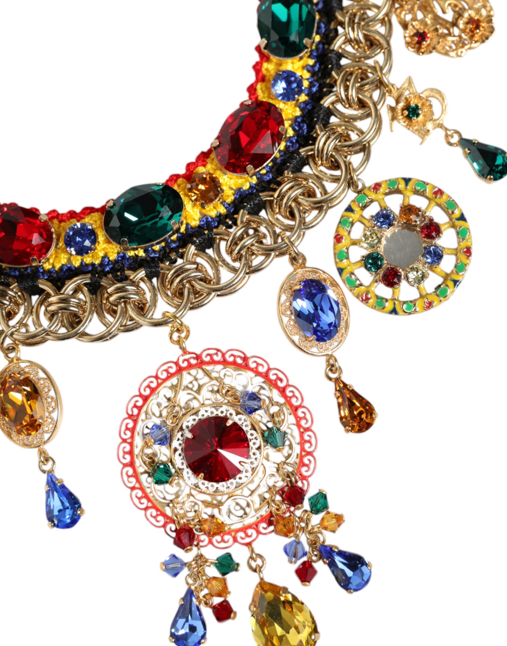 4645802.jpeg Gold Brass Chain Majolica Embellished Chocker Necklace - Image 3