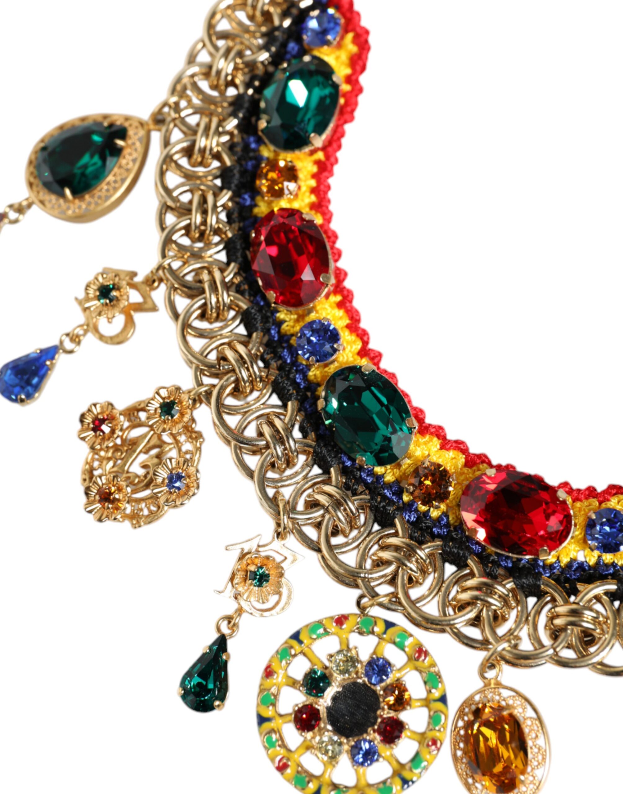 4645803.jpeg Gold Brass Chain Majolica Embellished Chocker Necklace - Image 4
