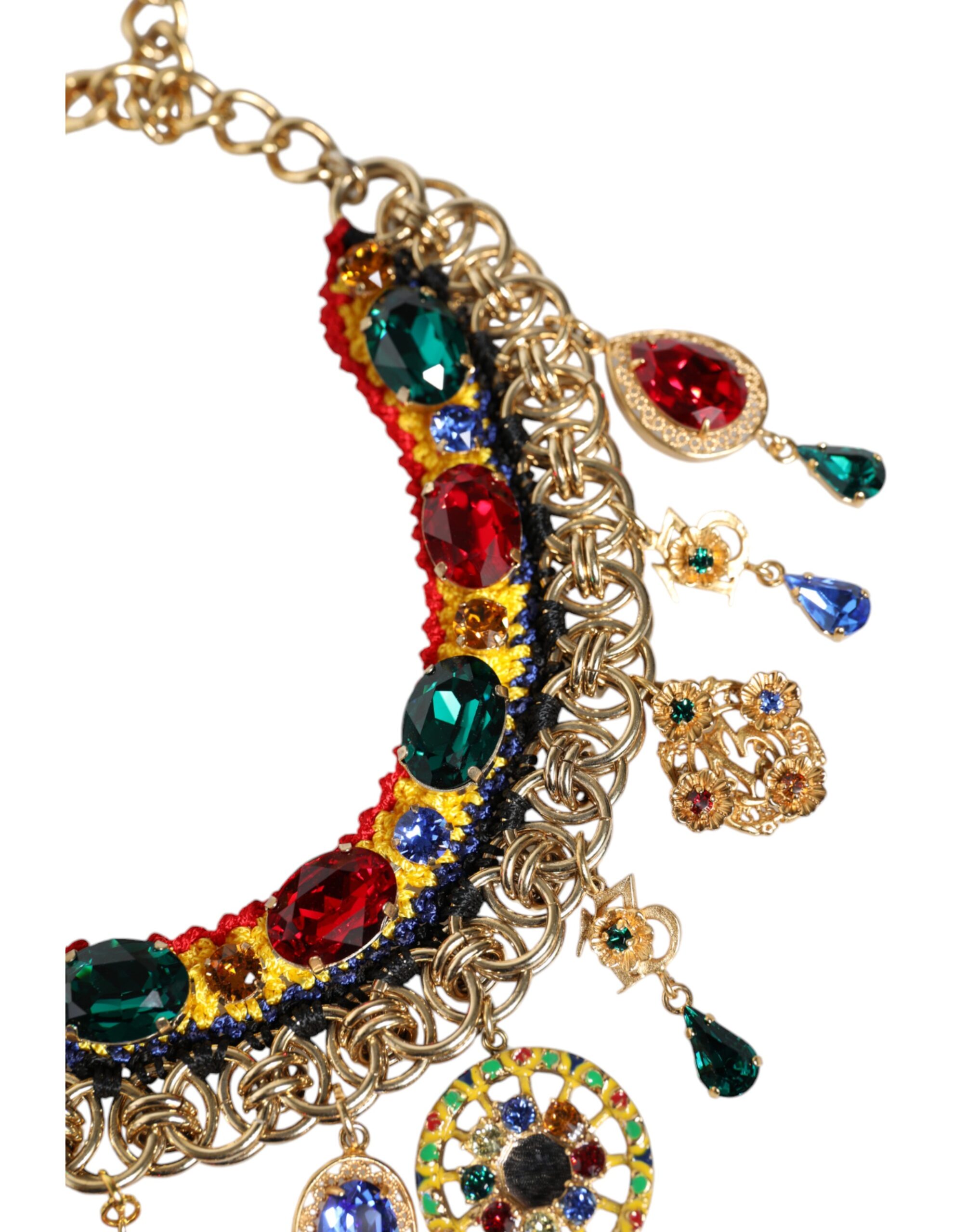 4645804.jpeg Gold Brass Chain Majolica Embellished Chocker Necklace - Image 5
