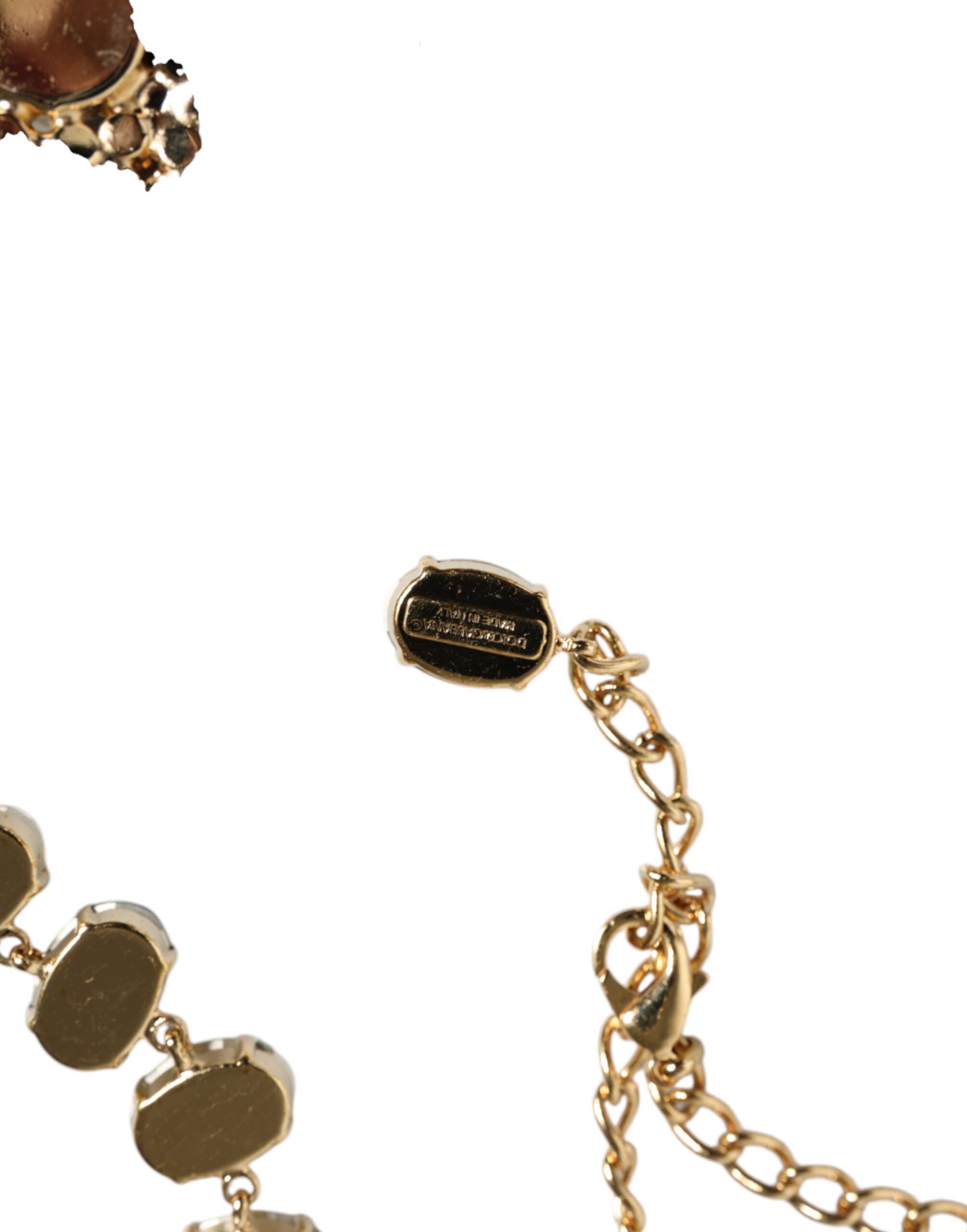 4645923.jpeg Gold Brass Link Chain Rose Petal Crystal Embellished Necklace - Image 6