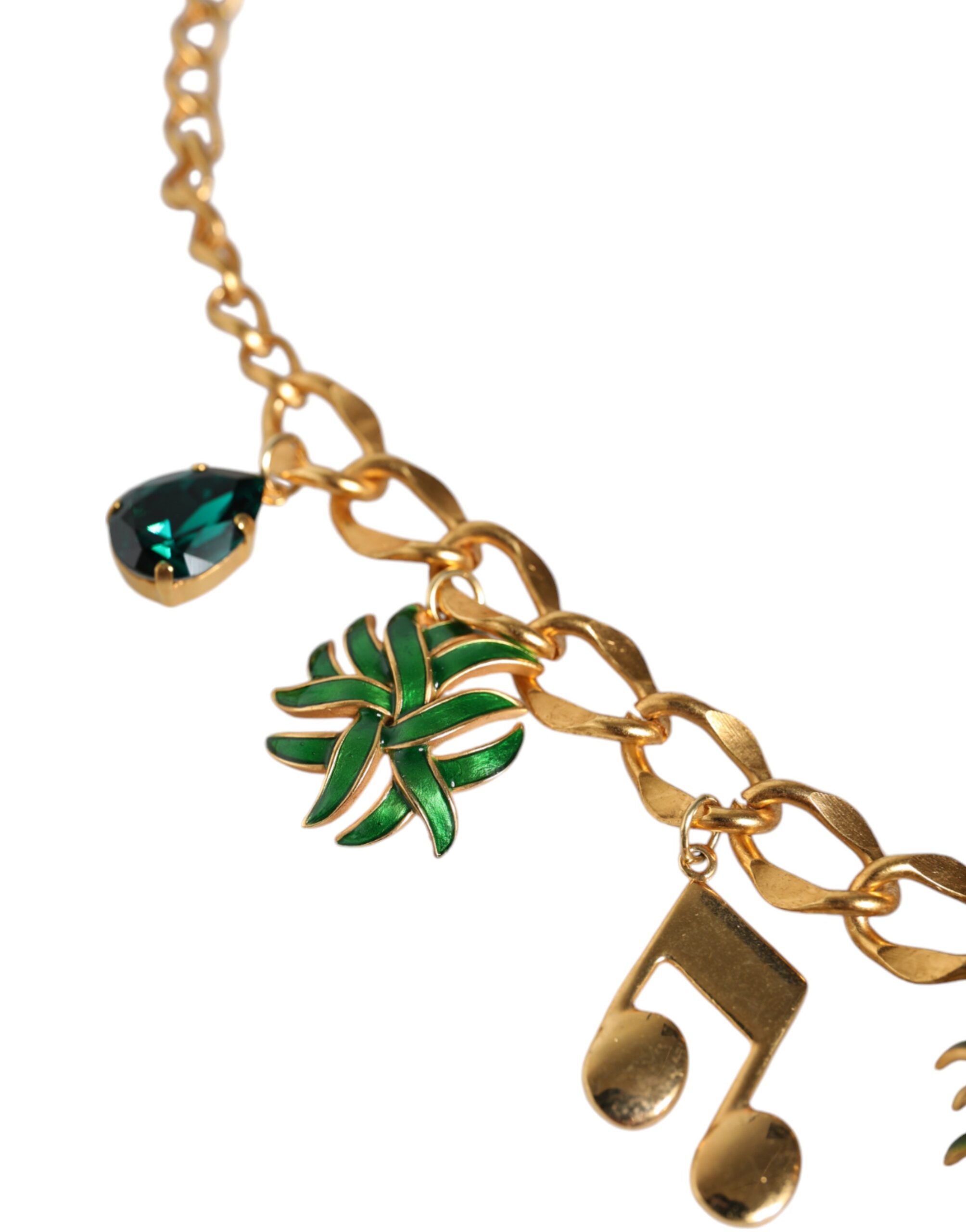 4645934.jpeg Gold Tone Brass Chain Pineapple Crystal Musical Necklace - Image 3