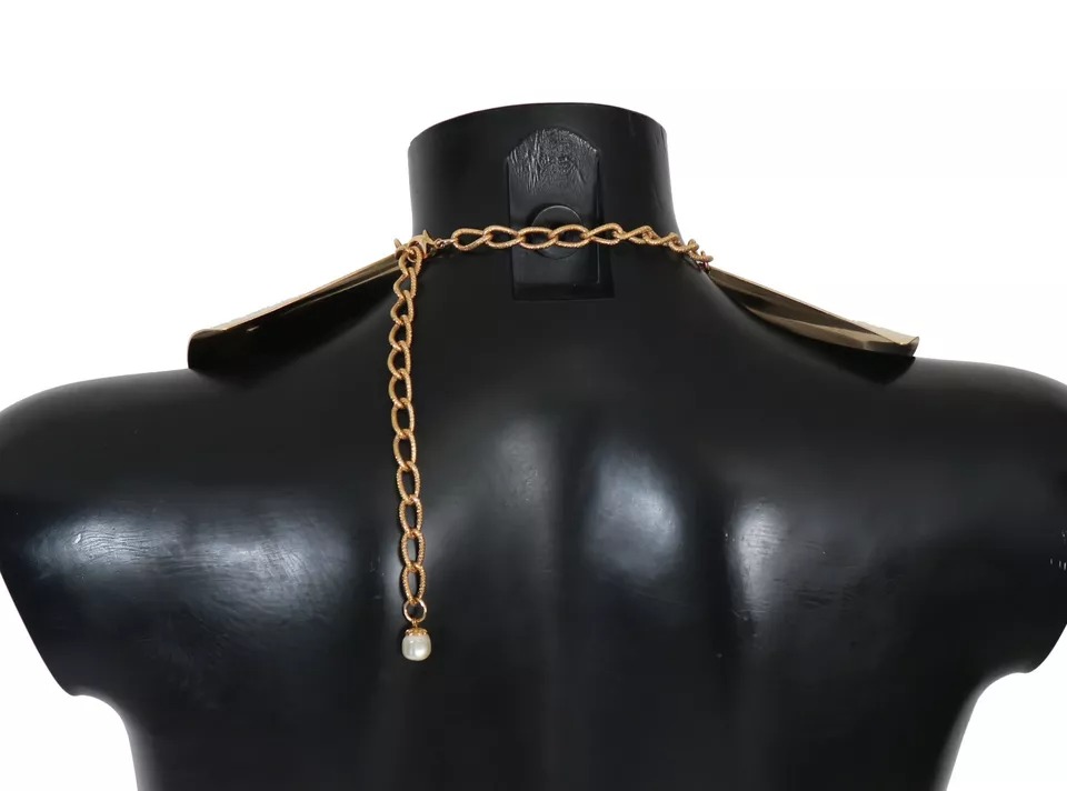 5928609.jpeg Gold Bow Crystal Embellished Runway Collar Necklace - Image 4