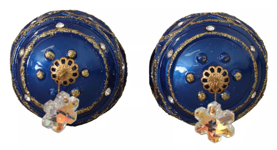 6154070.jpeg Gold Brass Blue Christmas Ball Crystal Hook Jewelry Earrings - Image 4