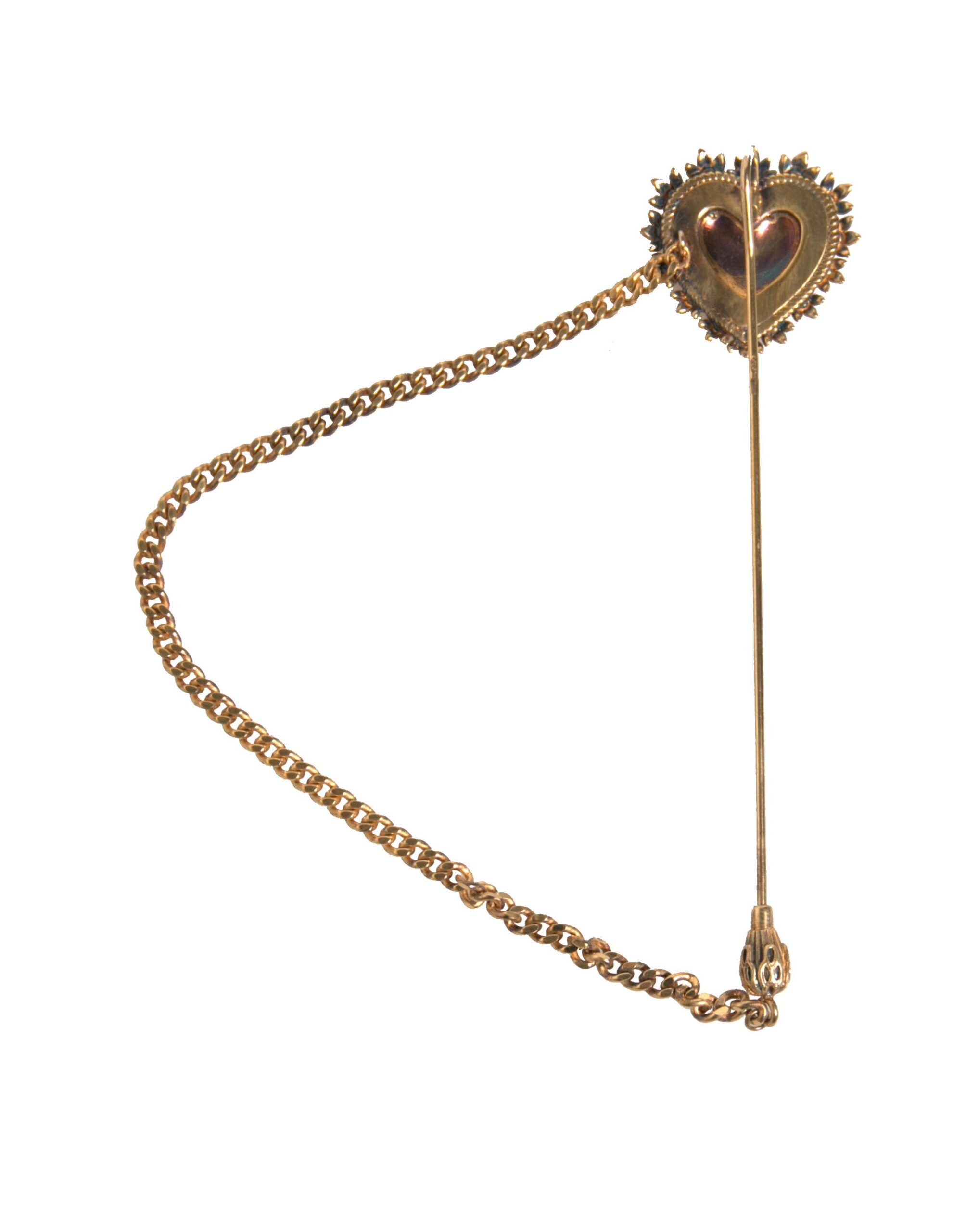 6192721.jpeg Gold 925 Sterling Silver Sacred Heart Pin Collar Brooch - Image 4