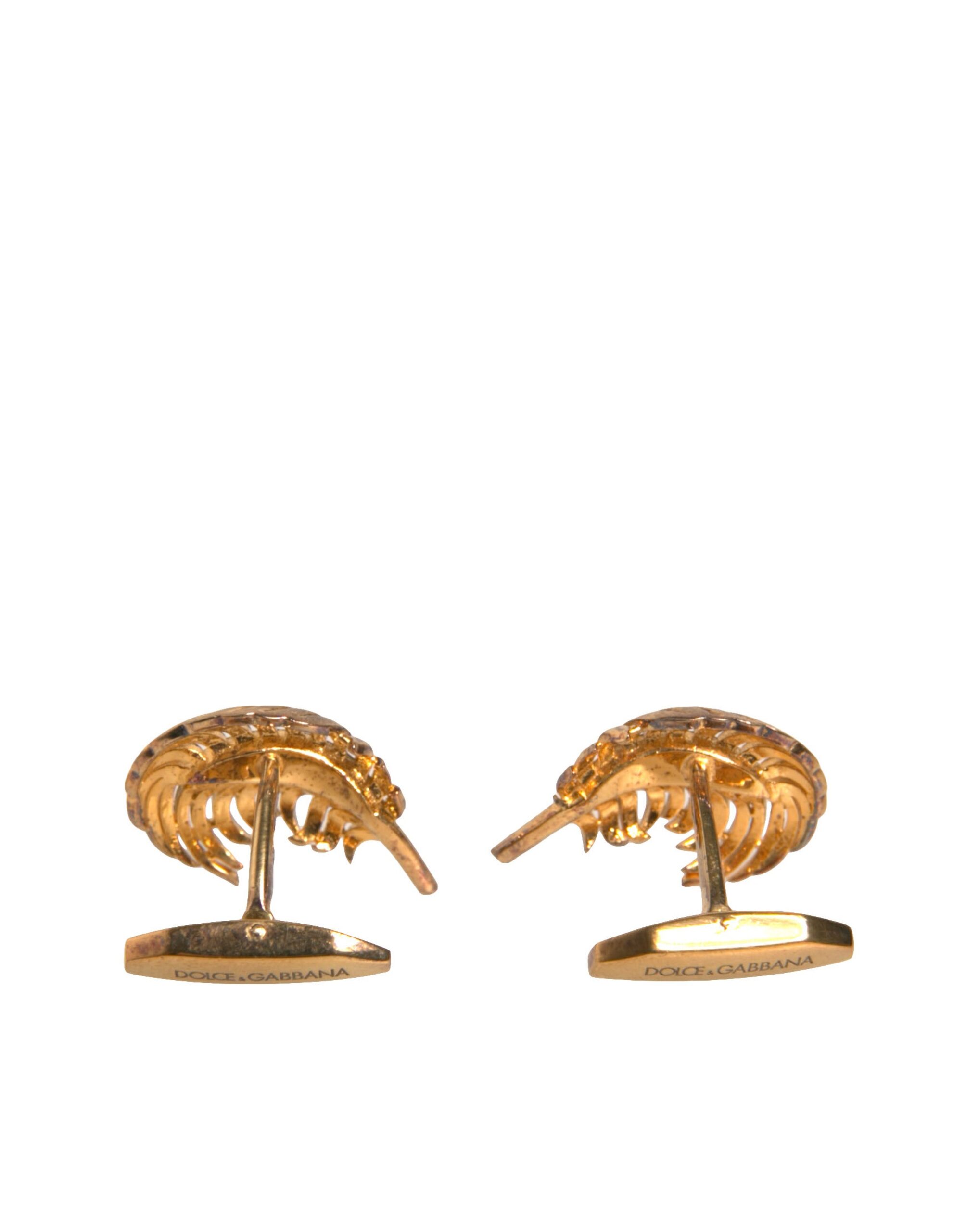 6192801.jpeg Gold 925 Sterling Silver Crystal Leaf Cufflink - Image 4