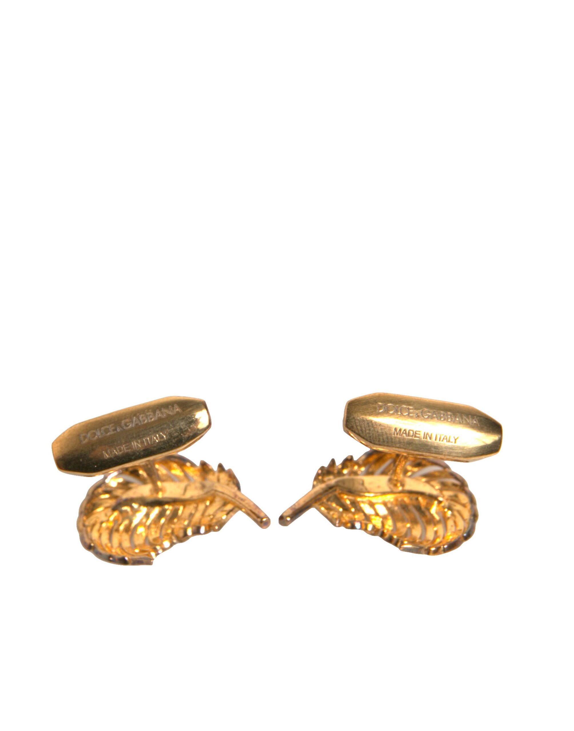 6192802.jpeg Gold 925 Sterling Silver Crystal Leaf Cufflink - Image 5