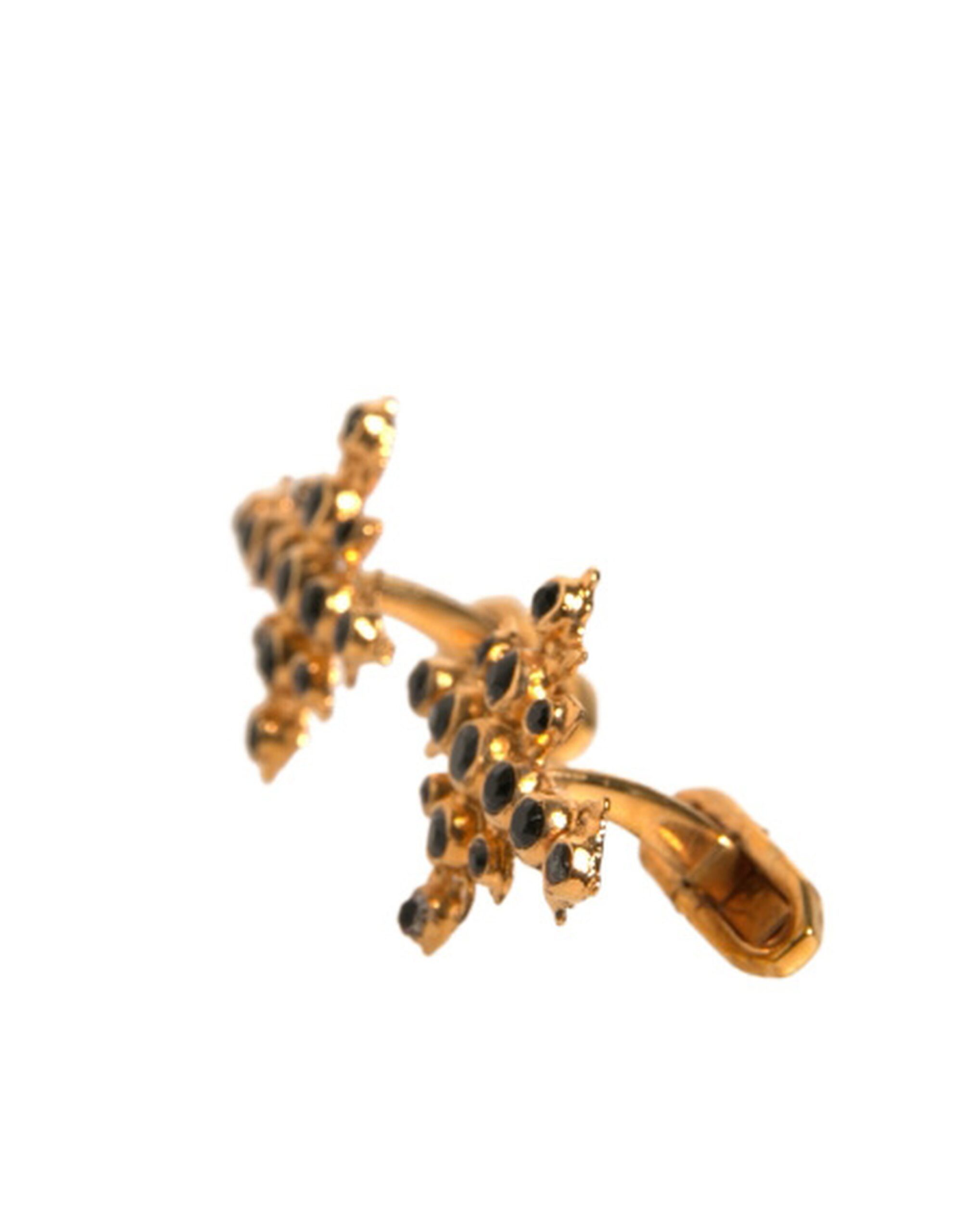 6192828.jpeg Gold Tone Brass Cross Crystal Cufflink - Image 2