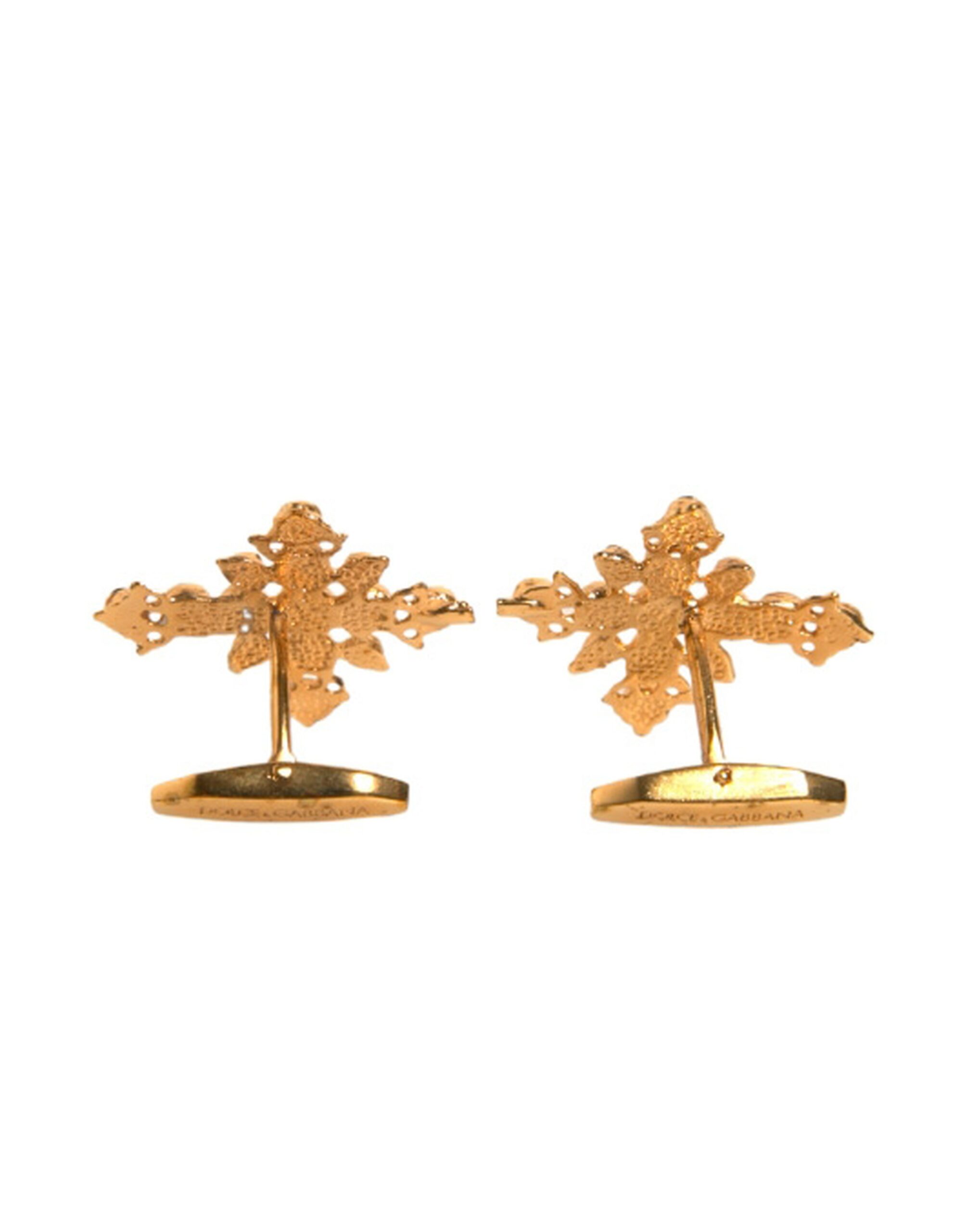 6192830.jpeg Gold Tone Brass Cross Crystal Cufflink - Image 4