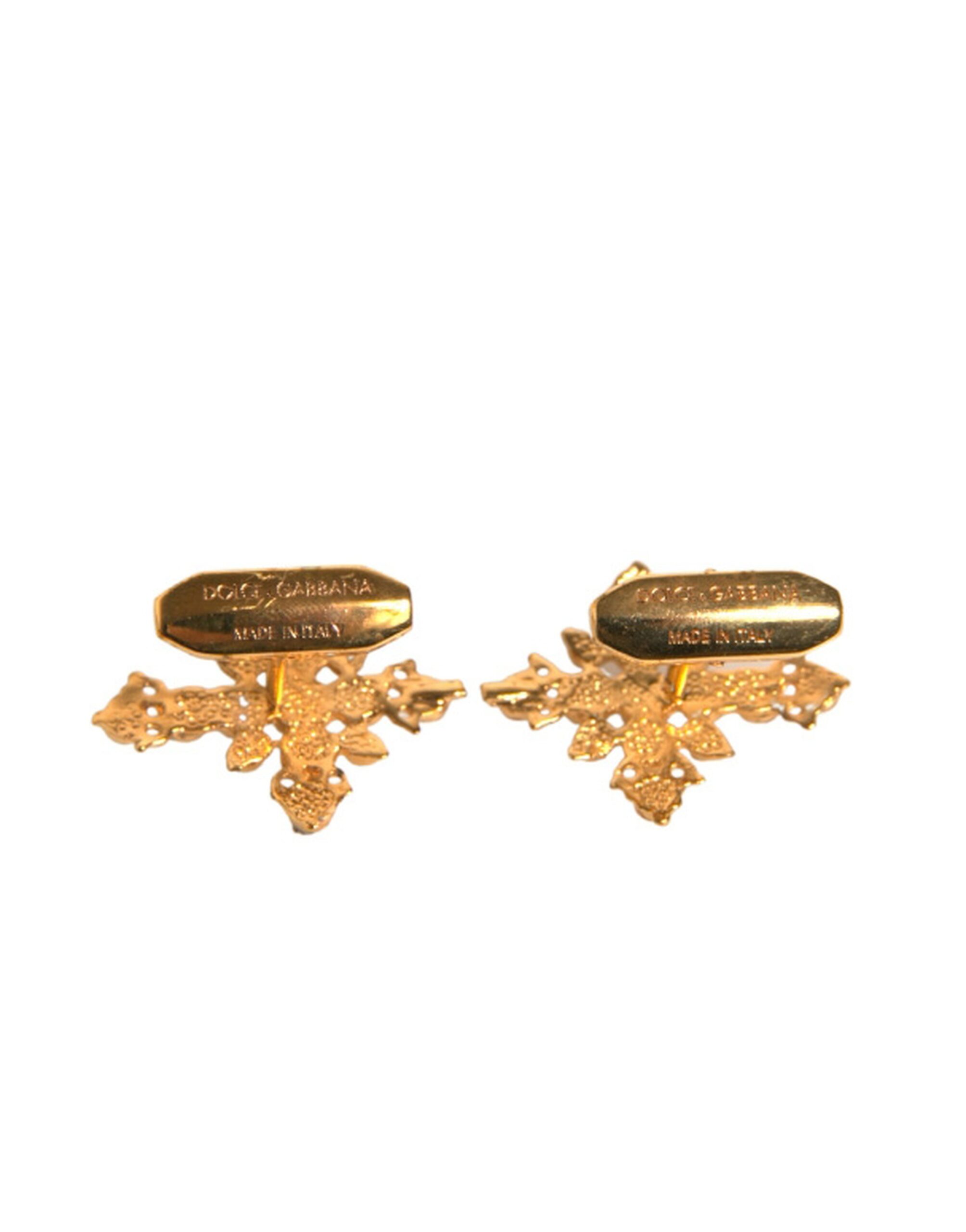 6192831.jpeg Gold Tone Brass Cross Crystal Cufflink - Image 5