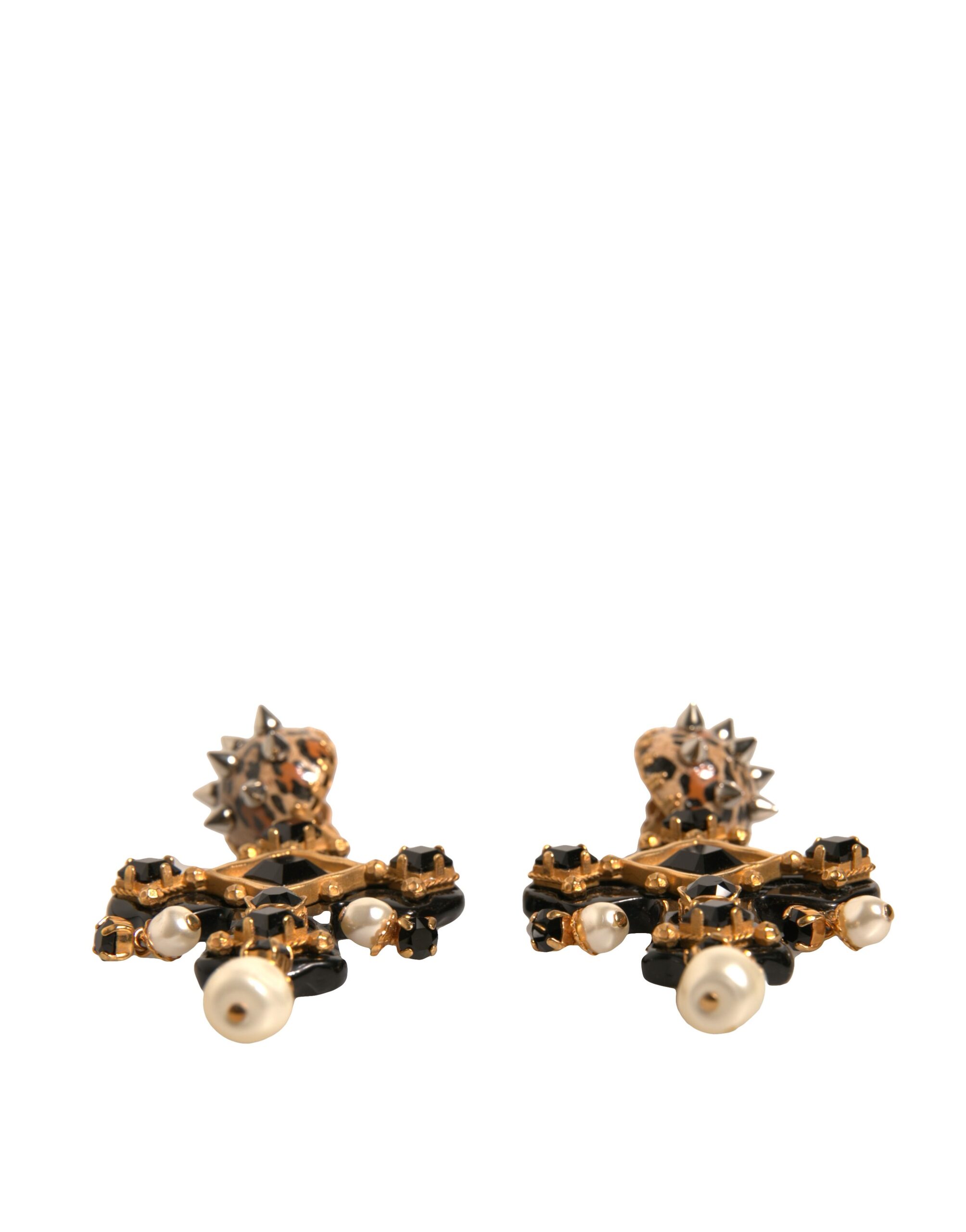 6193148.jpeg Black Crystal Cross Crystal Embellished Gold Clip On Earrings - Image 3