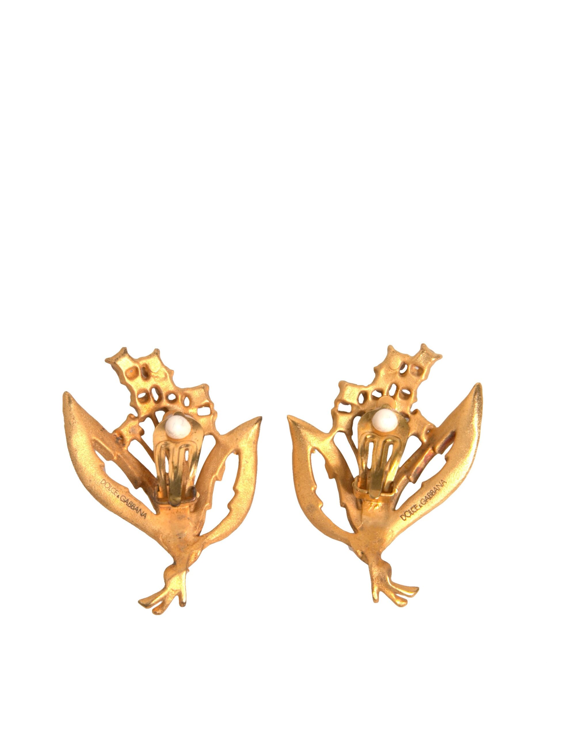 6193155.jpeg Gold Tone Brass Lily Of The Valley Pearl Clip On Earrings - Image 4