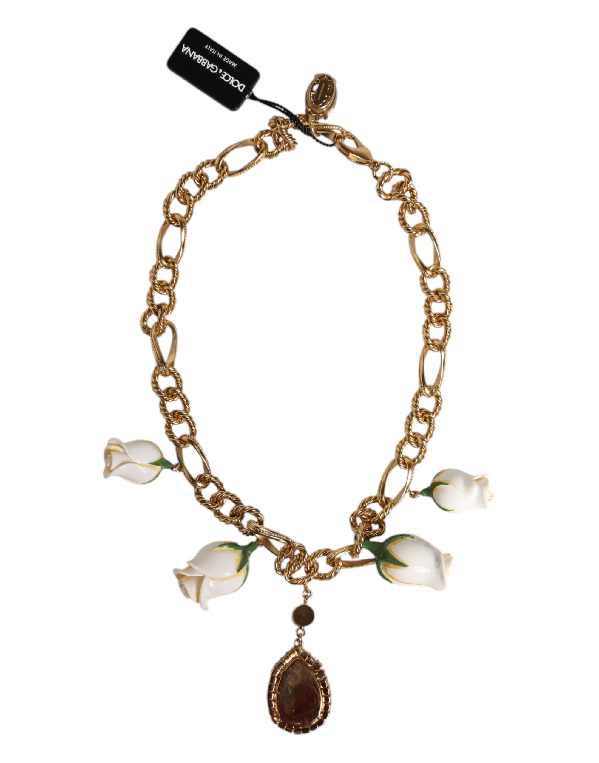 6459781.jpeg Gold Brass Short Chain Flower Crystal Pendant Necklace - Image 4