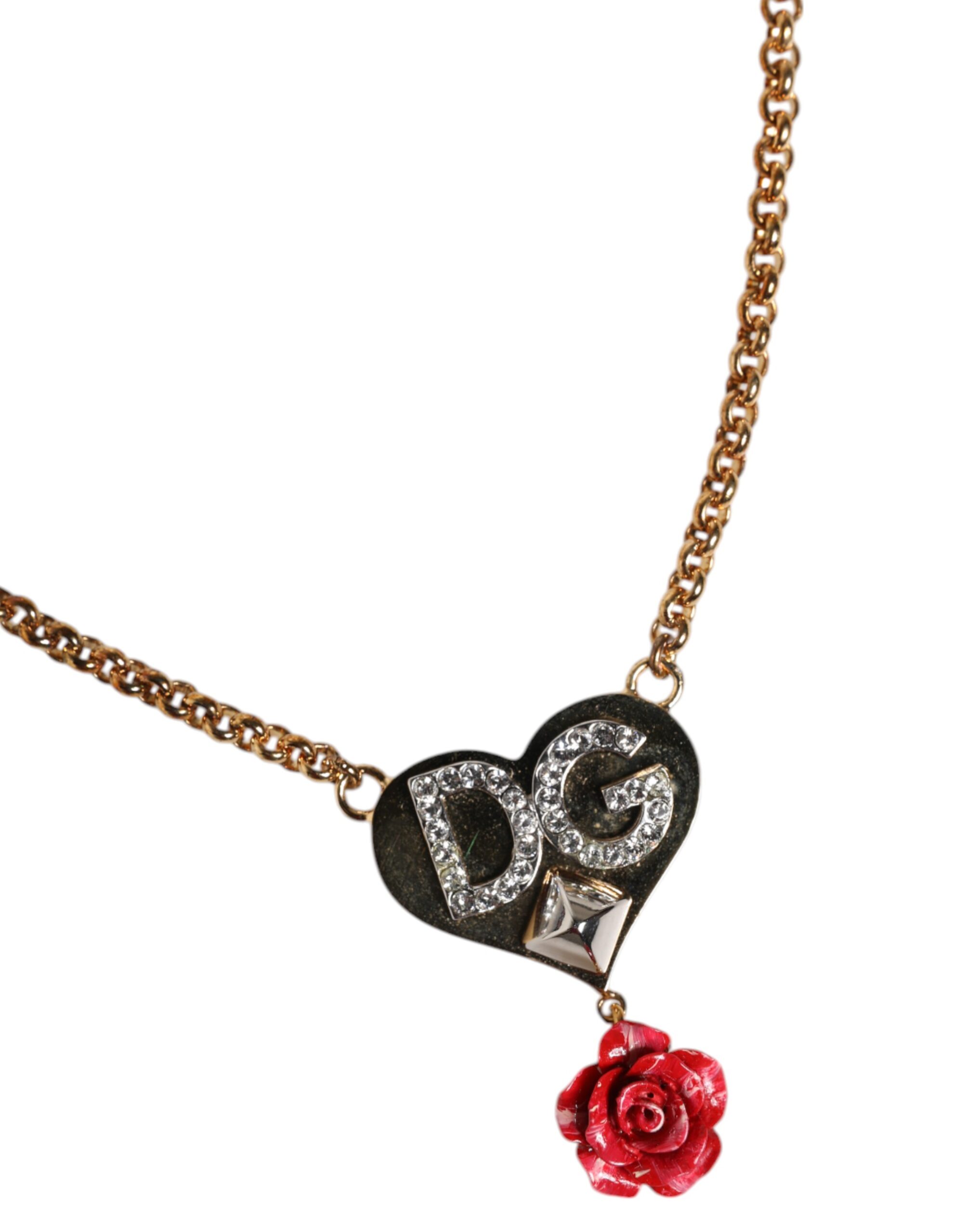 6459796.jpeg Gold Brass Cuore Heart Rose Crystal Embellished Necklace - Image 3