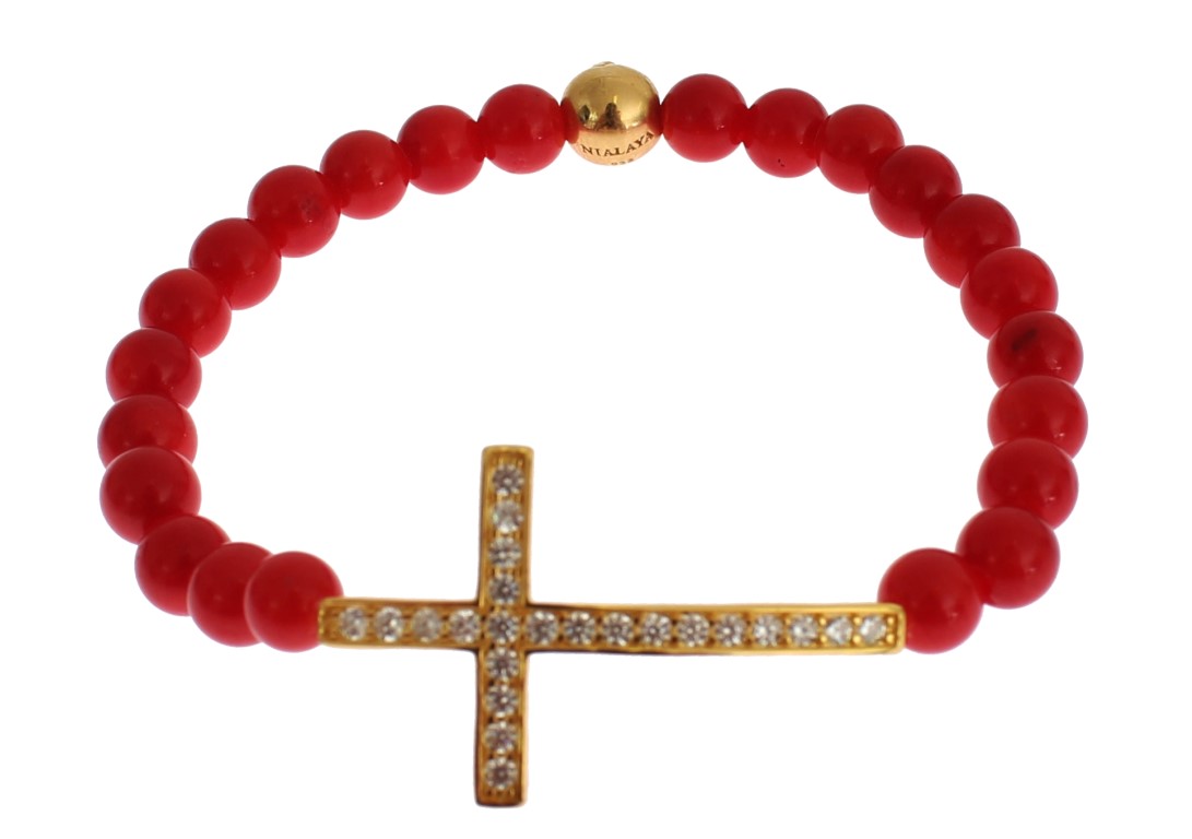 82737.jpg Elegant Gold and Red Coral Beaded Bracelet - Image 2