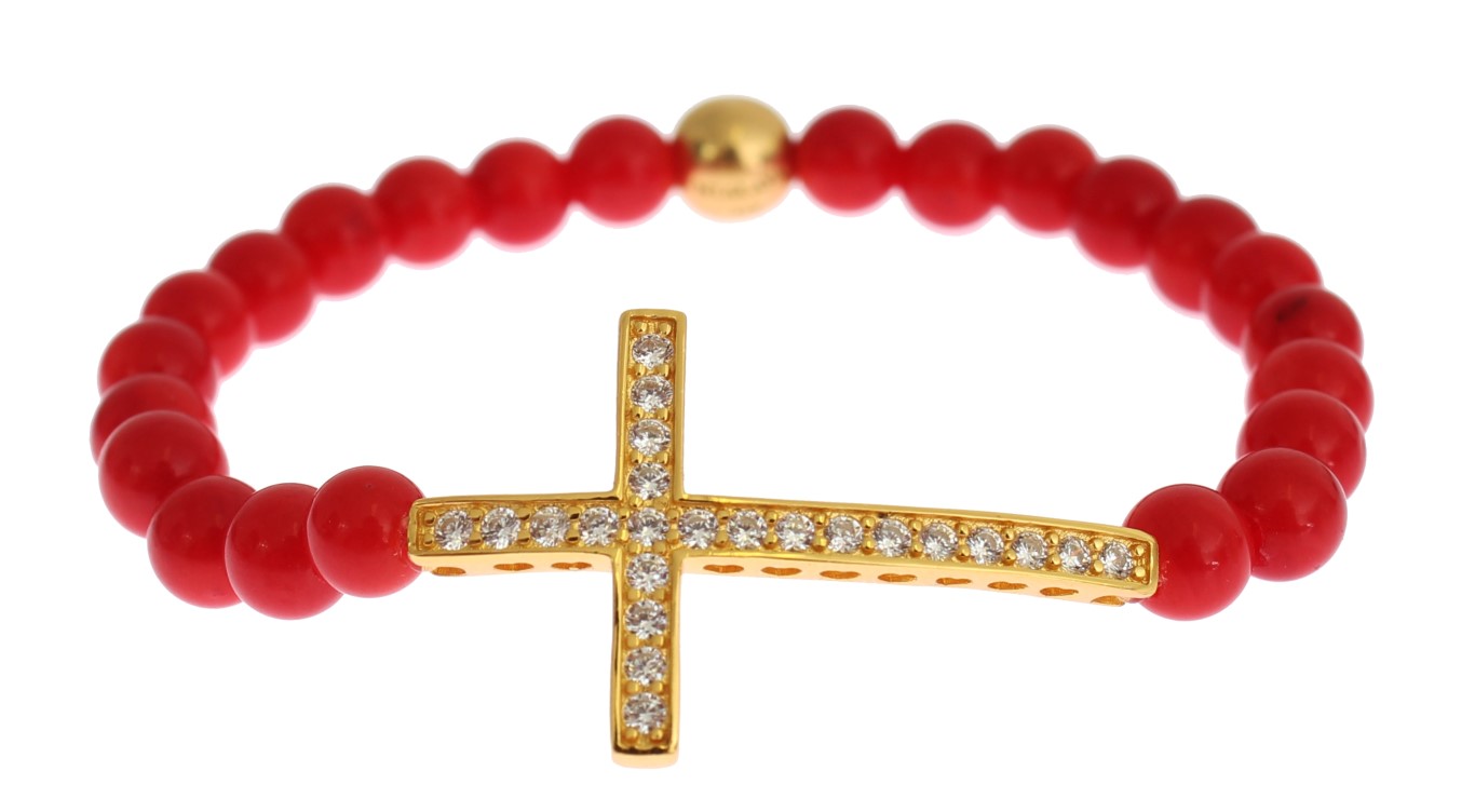 82738.jpg Elegant Gold and Red Coral Beaded Bracelet - Image 3
