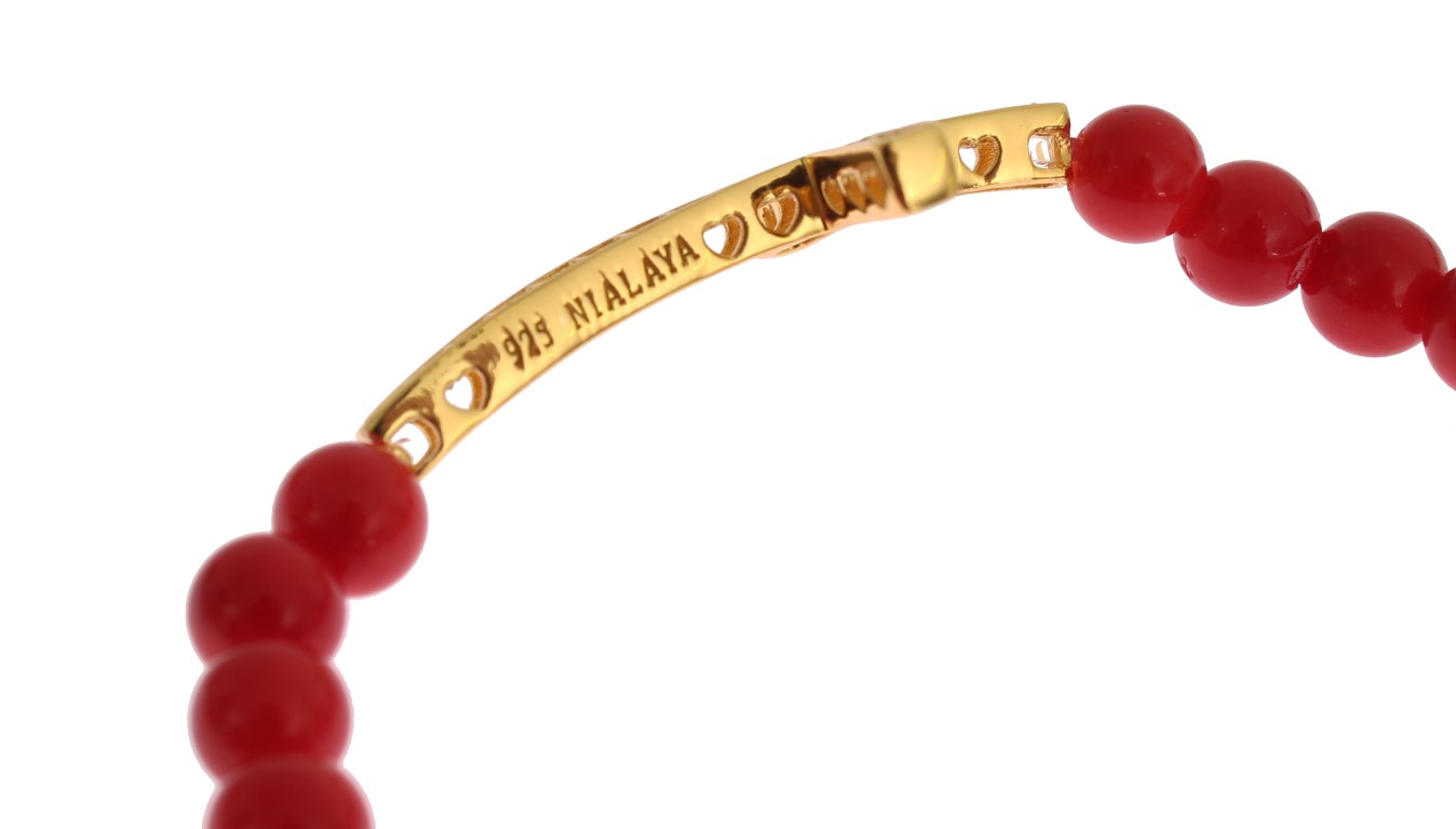 82739.jpg Elegant Gold and Red Coral Beaded Bracelet - Image 4